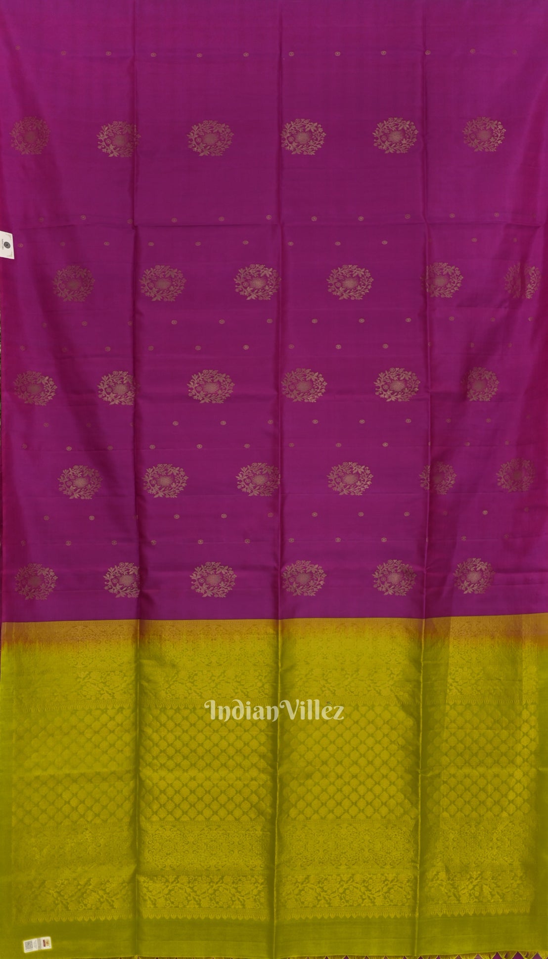 IndianVillèz Purple With Parrot Green Pure Kanjivaram Soft Silk Saree - view 3
