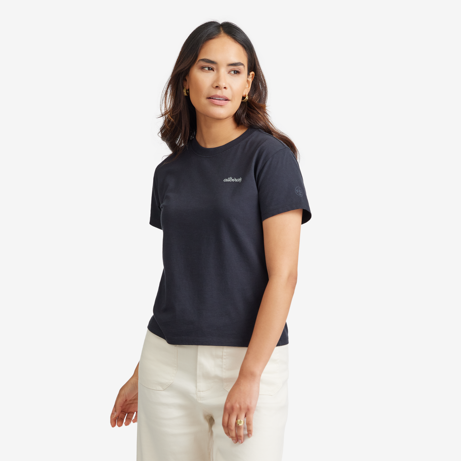 Allbirds Women's Organic Cotton Tee - Logo - Natural Black