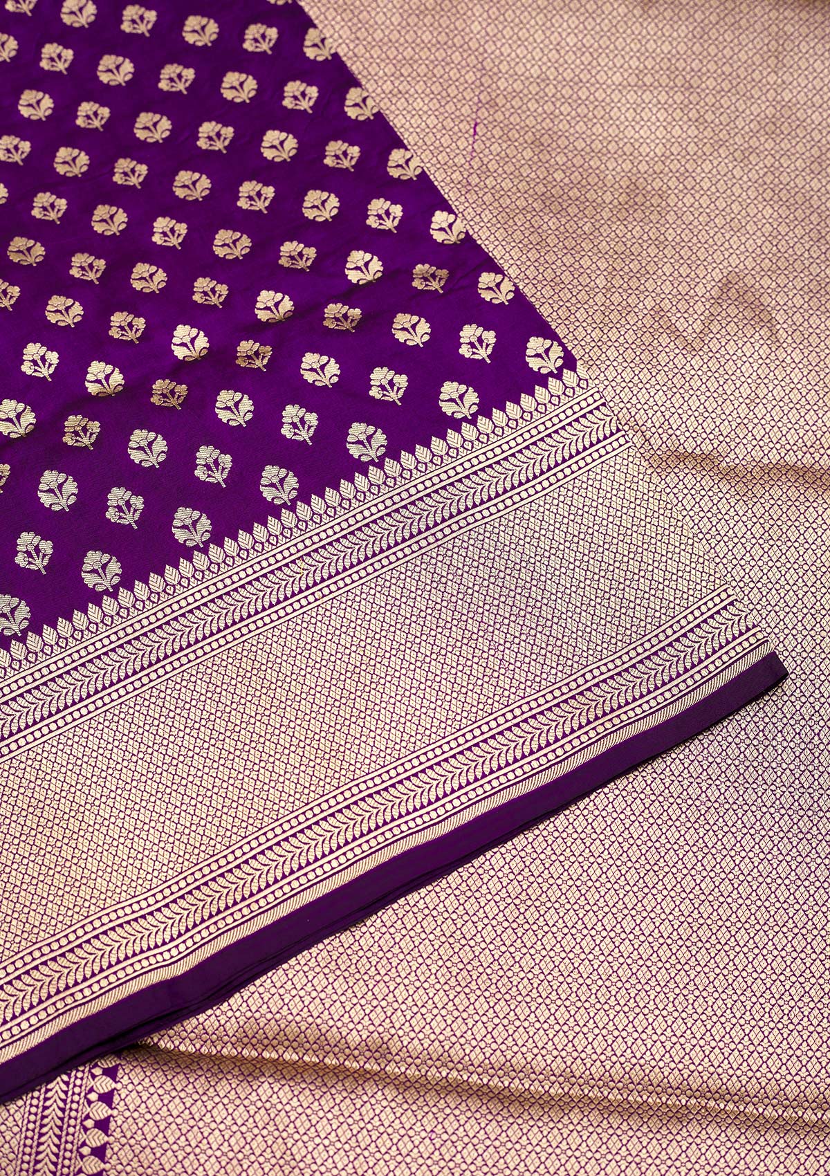 Koskii Purple Zariwork Pure Silk Saree – Women's - view 4
