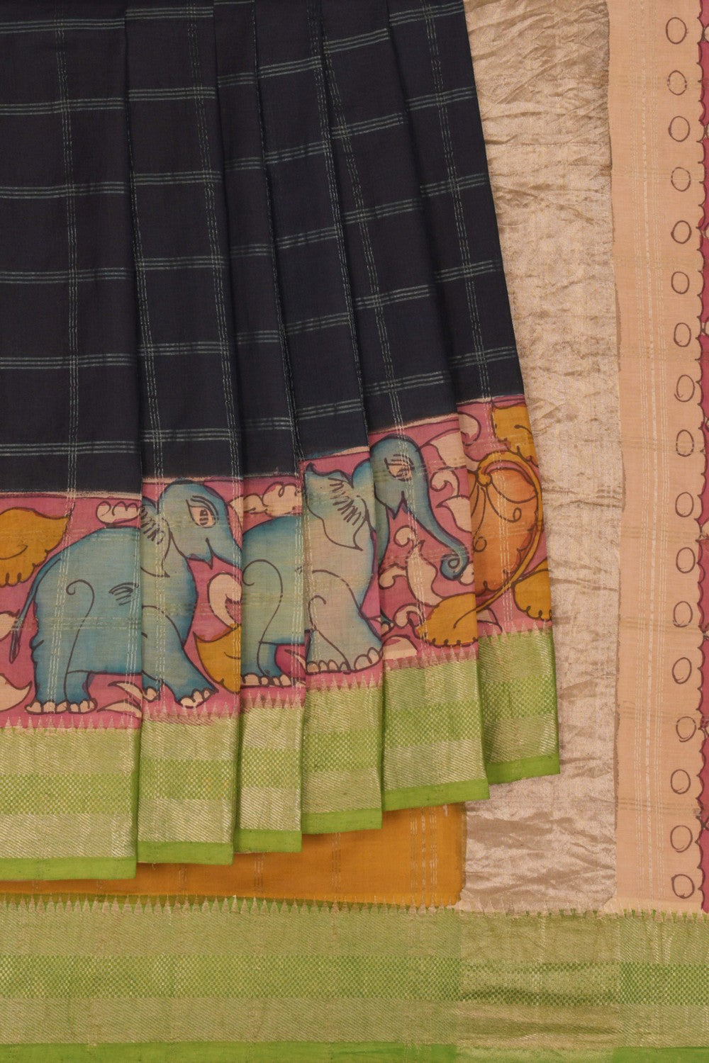 Kalanjali Kalamkari Painted Saree With Natural Dyes.