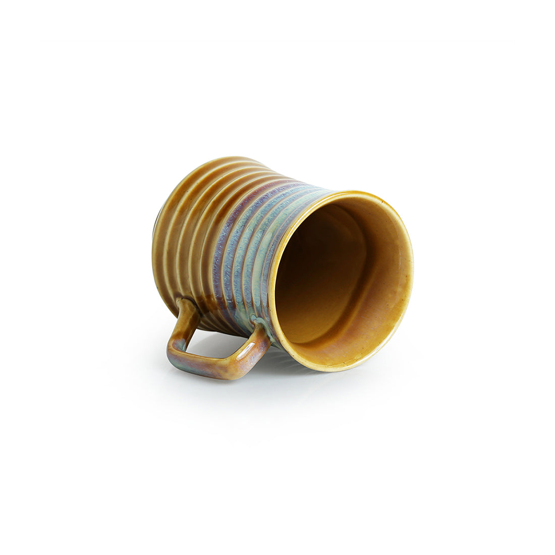 EXCLUSIVELANE 'Rings in the sky' Tea-Coffee & Milk Mug Dual-Glazed Studio Pottery In Ceramic (350 ML, Microwave Safe) - view 3