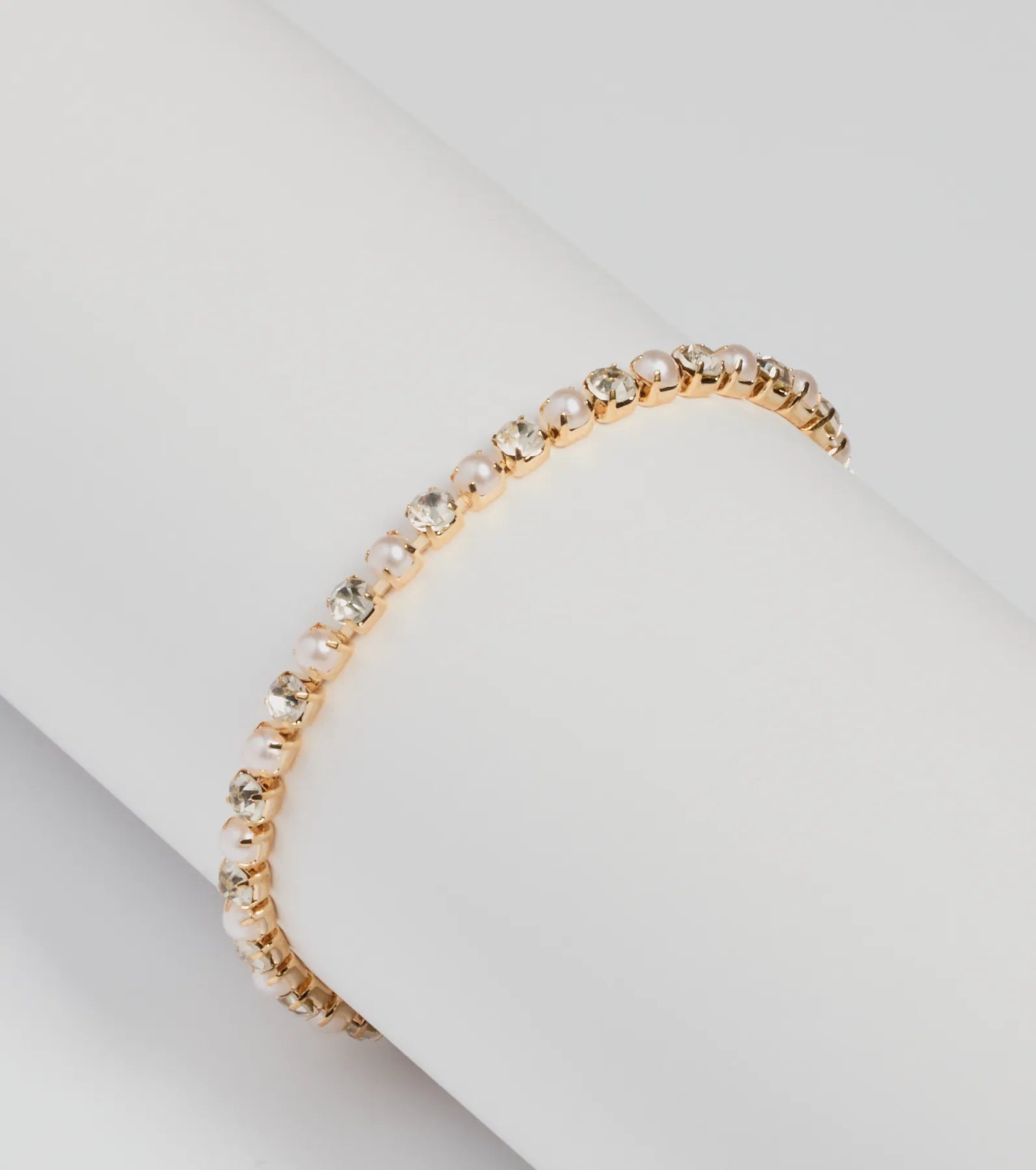 Windsor Timeless Glam Rhinestone Faux Pearl Tennis Bracelet