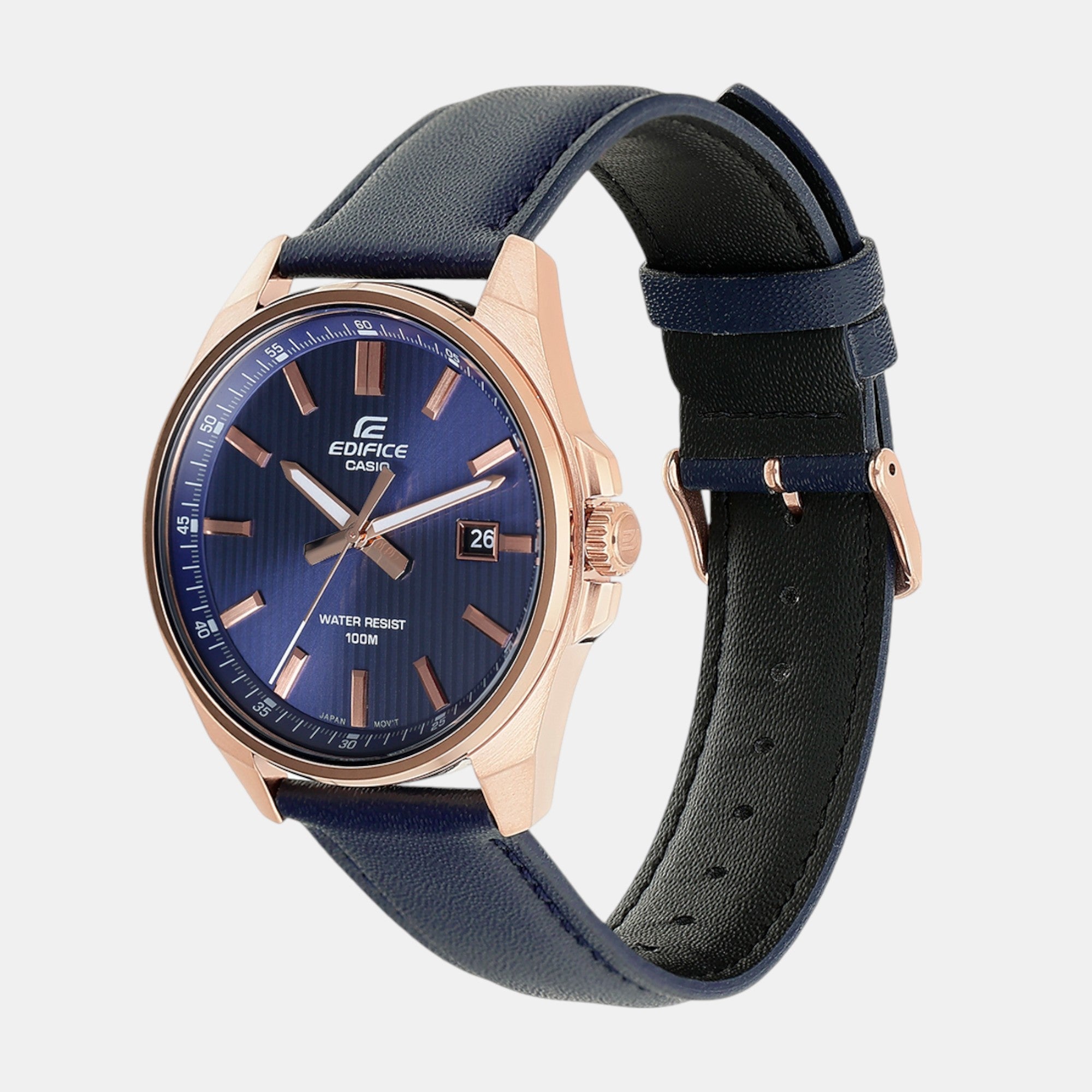 Casio Edifice Men Quartz Navy Blue Dial Analog Leather Watch ED617 - view 2