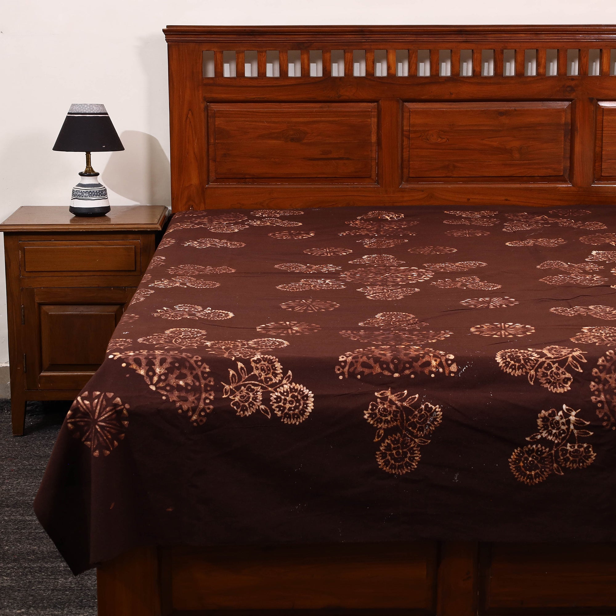 BATIK BY MD. SHARIFF Brown - Cotton Hand Batik Print Single Bedsheet (91 x 57 ) 15
