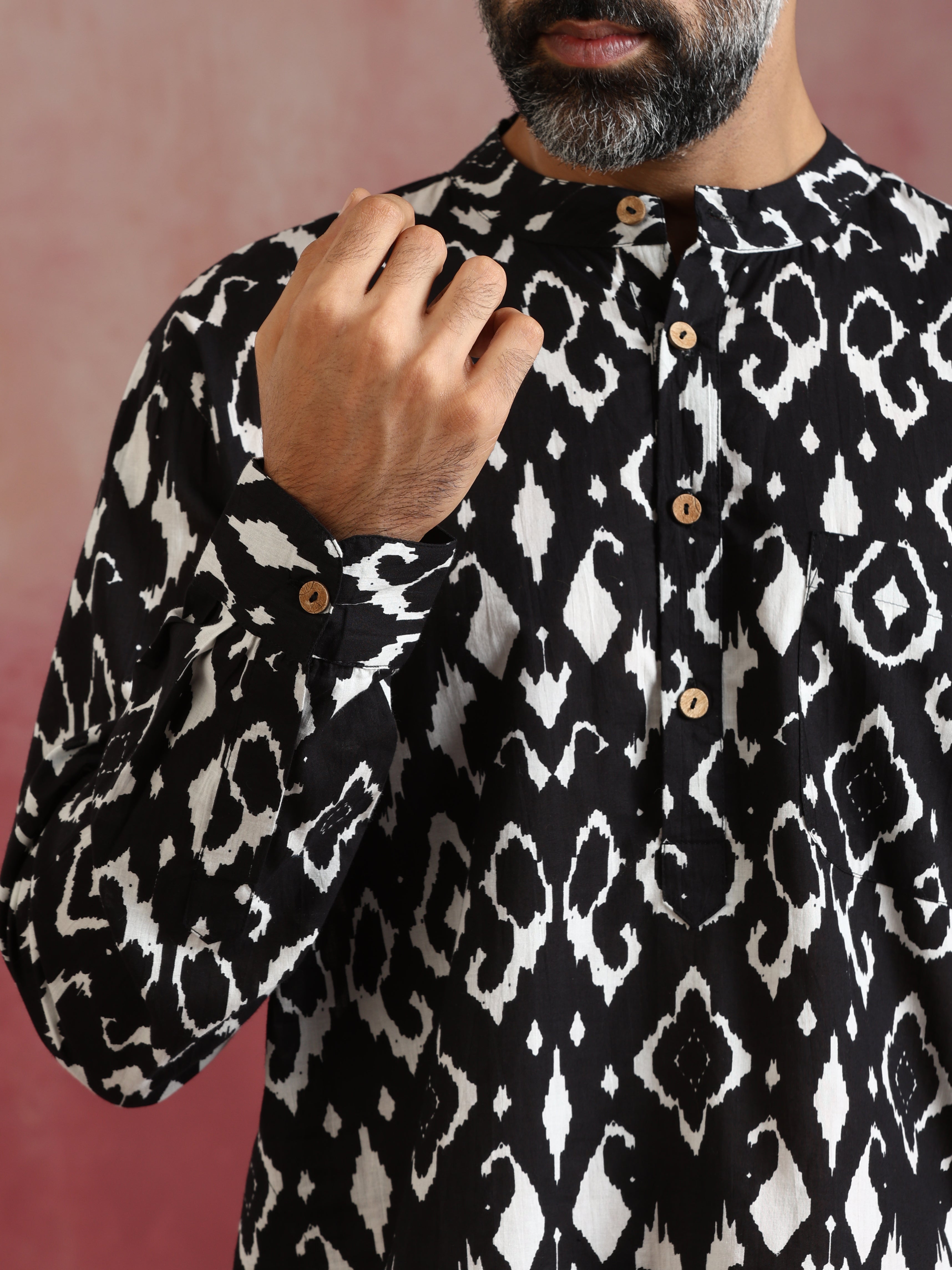 trueBrowns Men's Black Ikat Co-ord Set - view 6