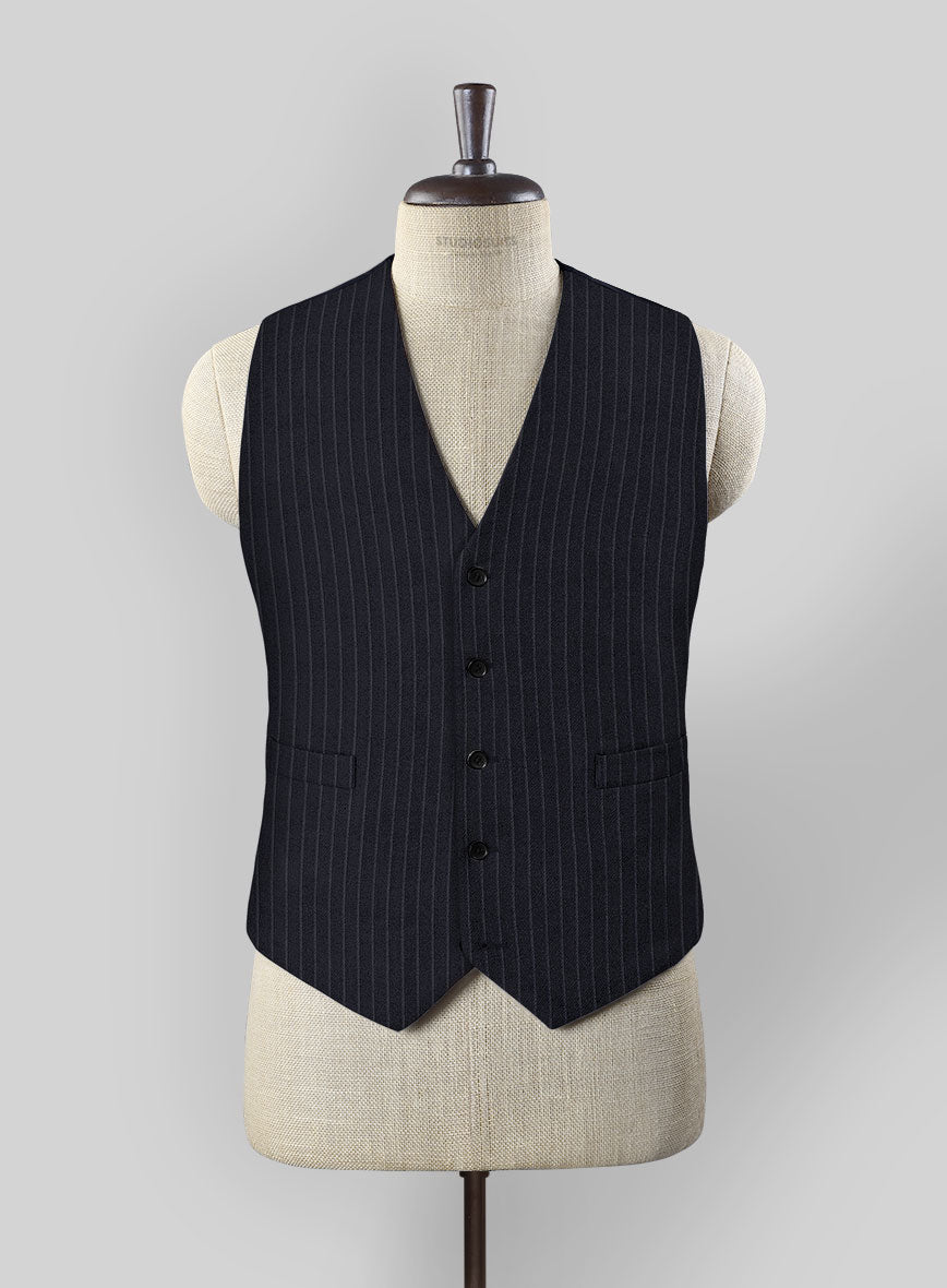 StudioSuits Napolean Windsor Blue Stripe Wool Waist Coat - view 2