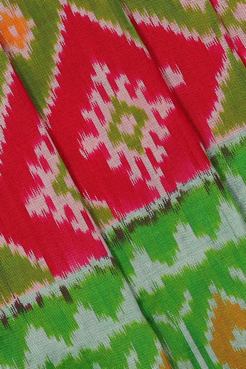 Kalanjali Ikat Reddish Pink Pavada Unstitched Set - view 2
