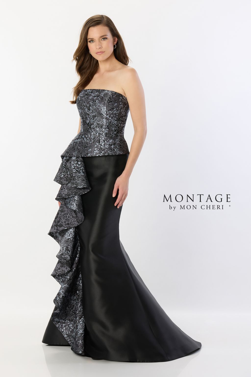 Montage M2228 Long Mermaid Gown Peplum Ruffle Formal Evening Dress - view 5