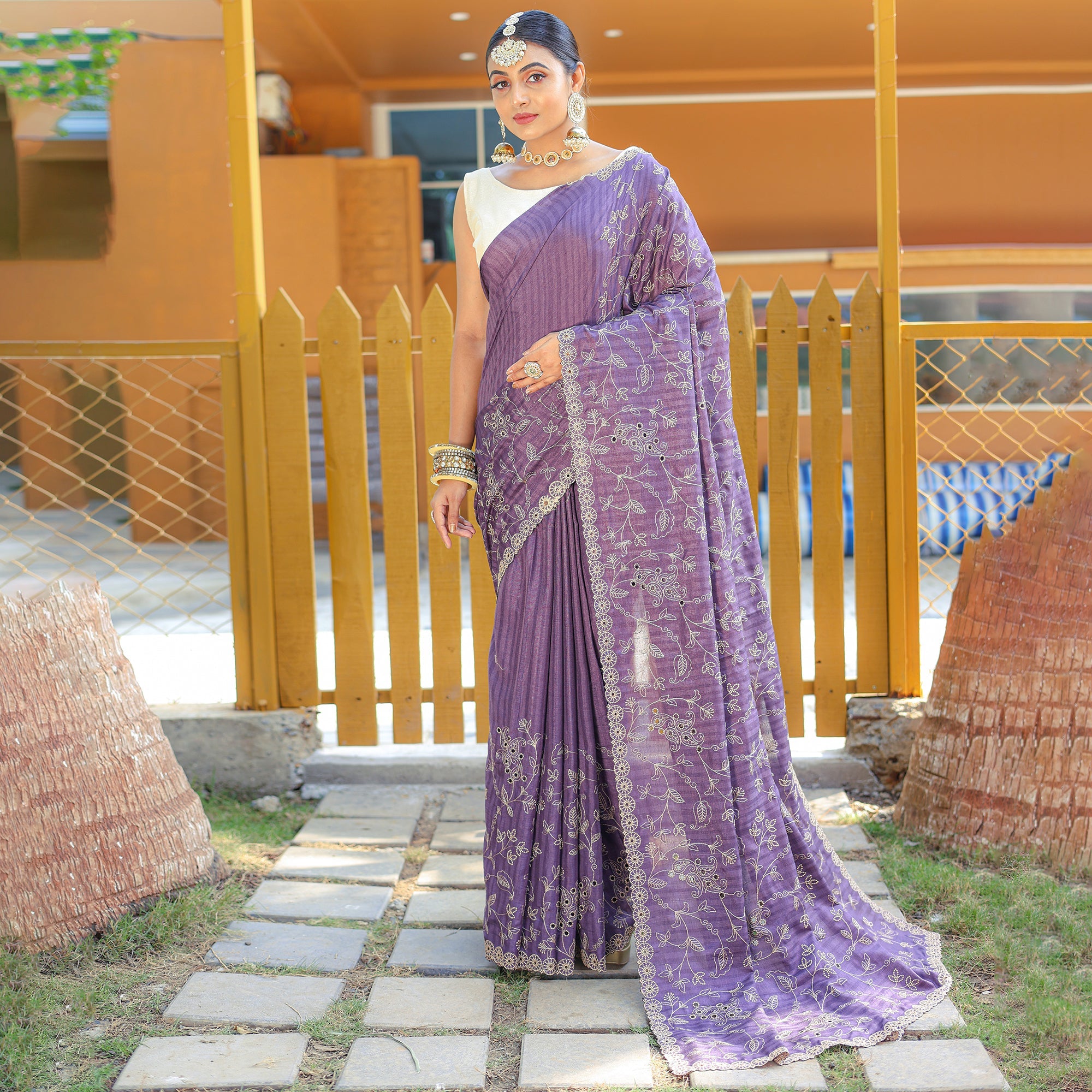 TASARIKA COUTURE Aaisha Purple Soft Silk Handwork Saree - view 2