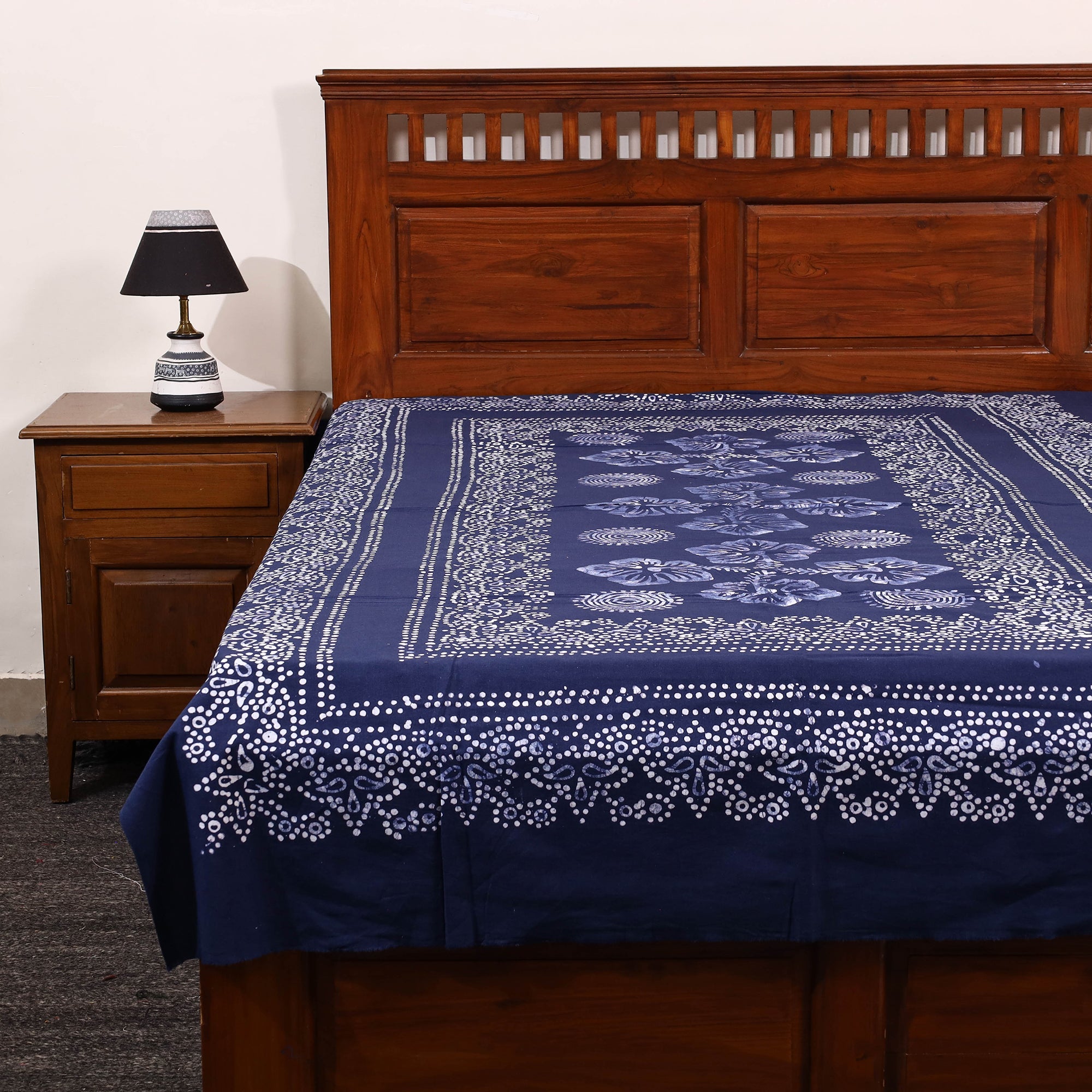 BATIK BY MD. SHARIFF Blue - Cotton Hand Batik Print Single Bedsheet (91 x 57 ) 29