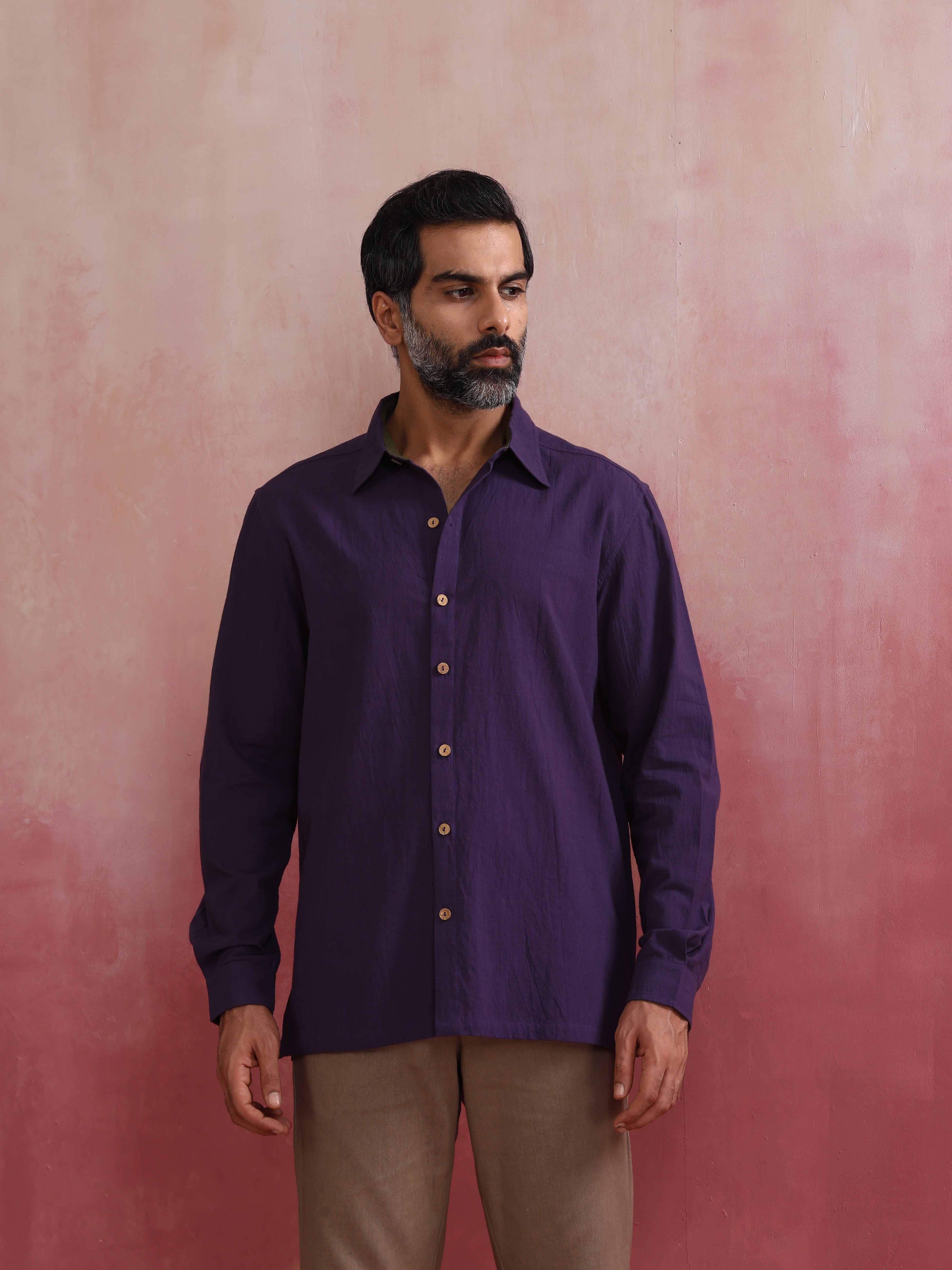 trueBrowns Men's Purple Cotton Shirt - view 2
