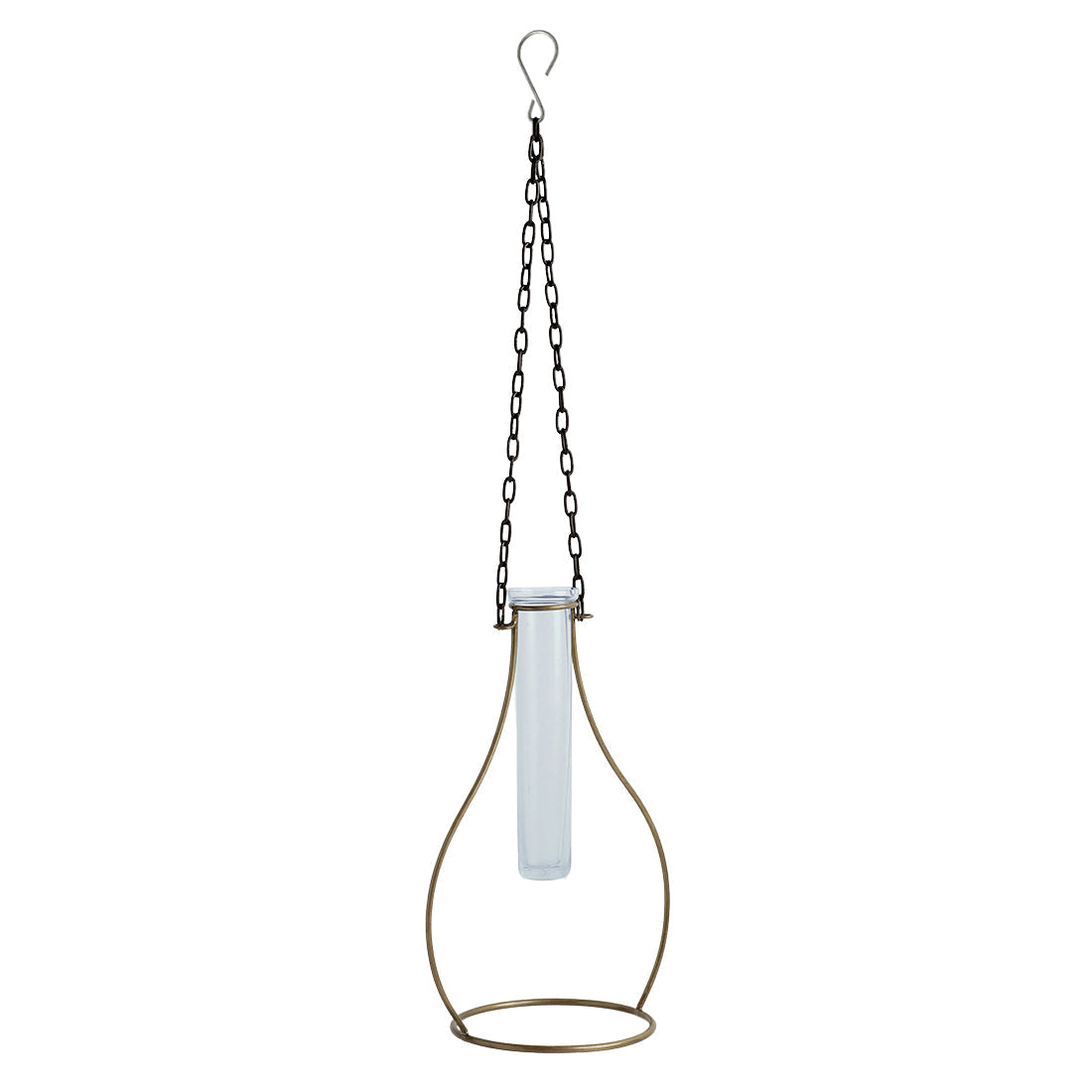 EXCLUSIVELANE 'Modern Glass Garden' Test Tube Hanging Planter/Vase (10 Inch, Golden) - view 2