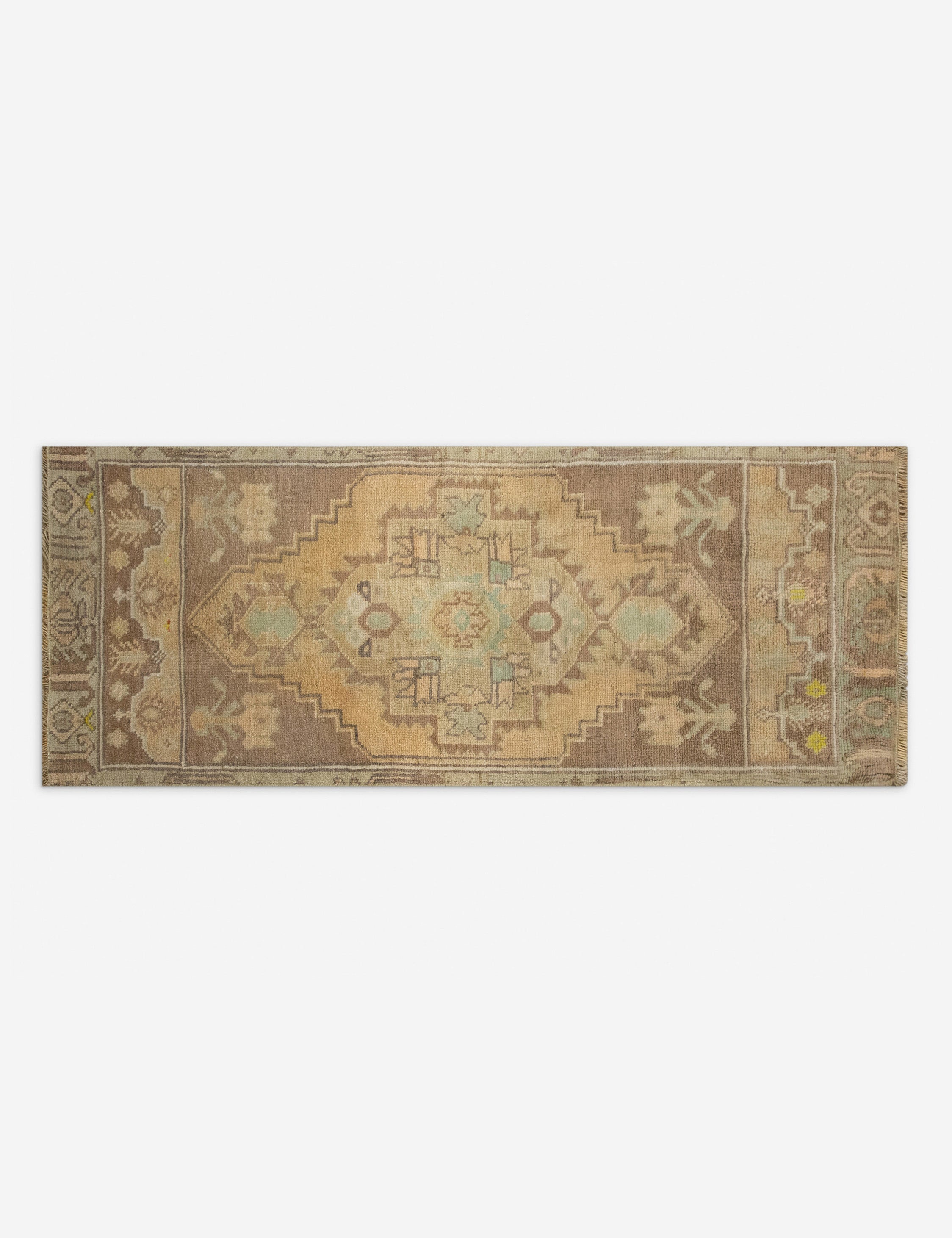 Lulu and Georgia Vintage Turkish Hand-Knotted Wool Mini Rug No. 322, 1'2" x 3'5"