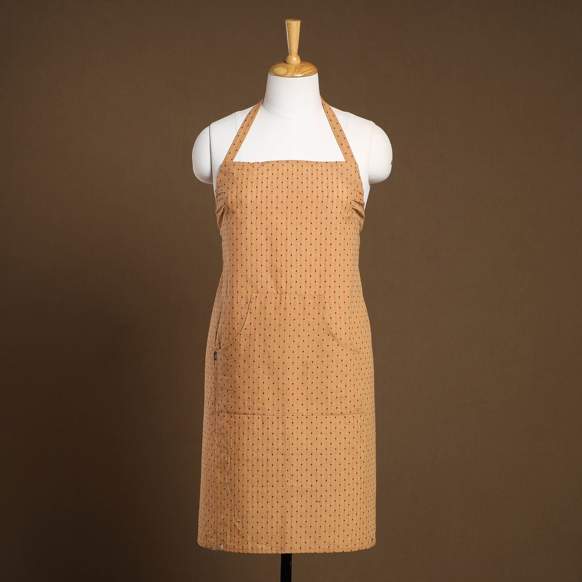 JALPARI Beige - Jacquard Weave Cotton Apron with Pocket 15