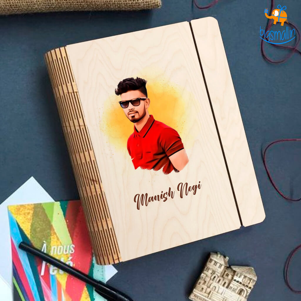 Chitra Chaya Personalized Photo Art Wooden Binder With Elastic Strap | COD Not Available - view 6