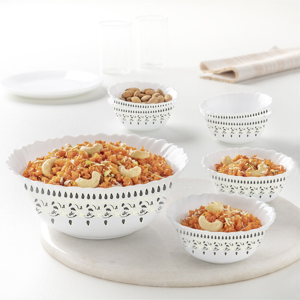 Larah by Borosil Opalware Ora Gold Pudding Set | Set of 7 Pcs - view 4
