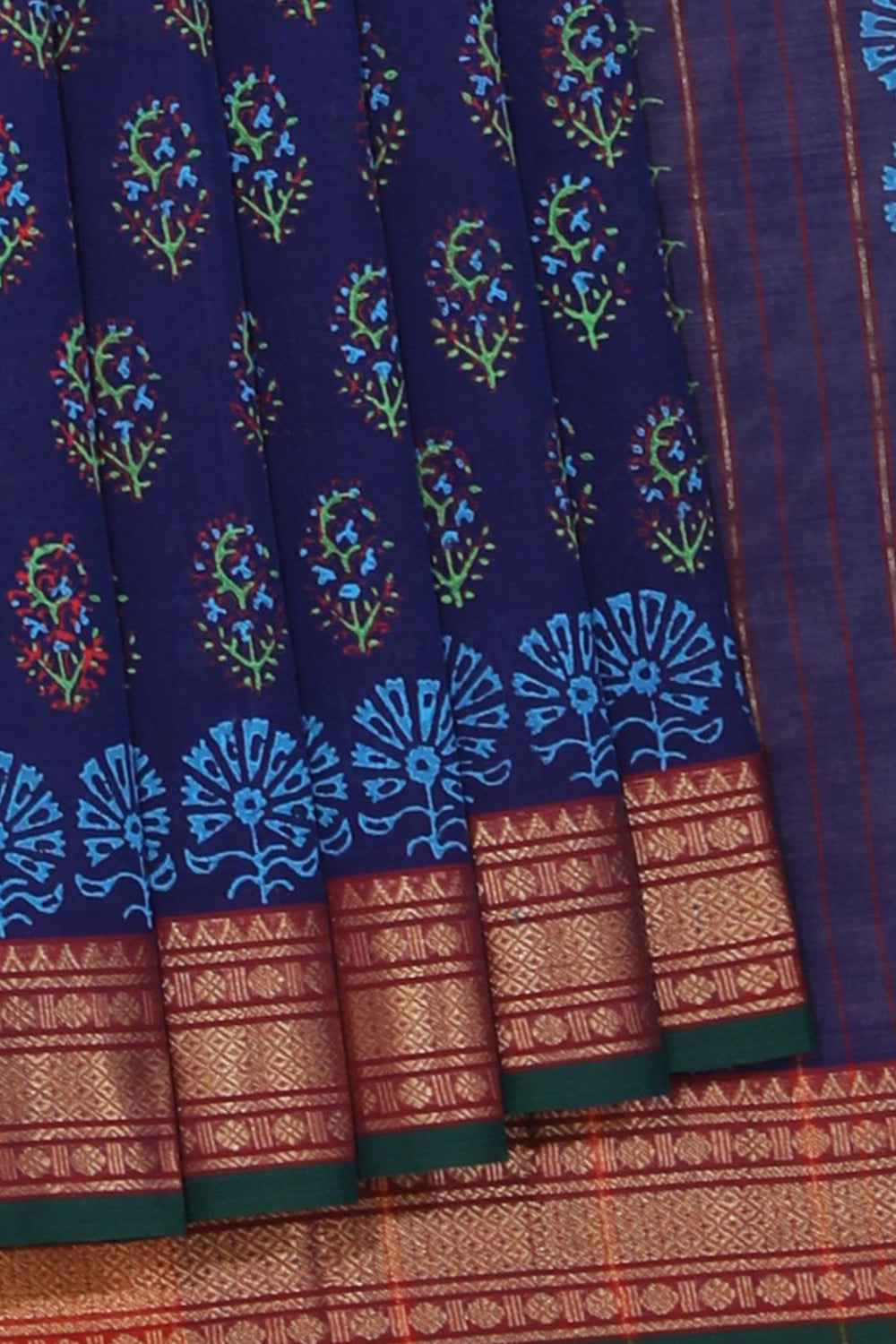 Kalanjali Ethnics Hand block printed cotton saree