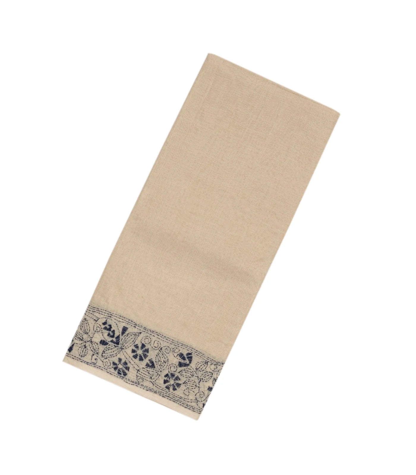 RmKV Taupe Handloom Bengal Cotton Saree With Embroidered Floral Motifs