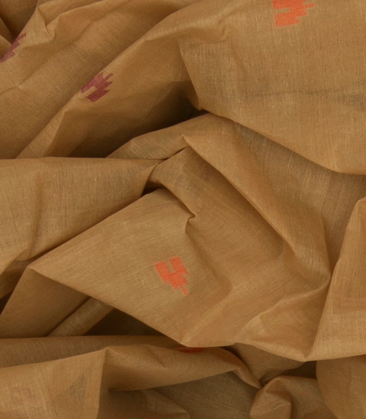 RmKV Beige Handloom Dhakai Cotton Saree With Floral Pallu & Red Border-Beige - view 3