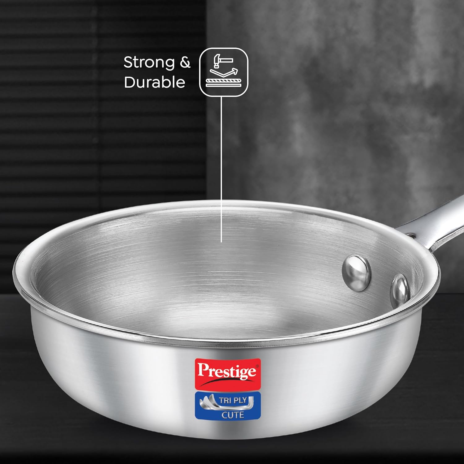 Prestige Tri-Ply Cute 12 cm Fry Pan | Gas & Induction Compatible | Silver - view 6