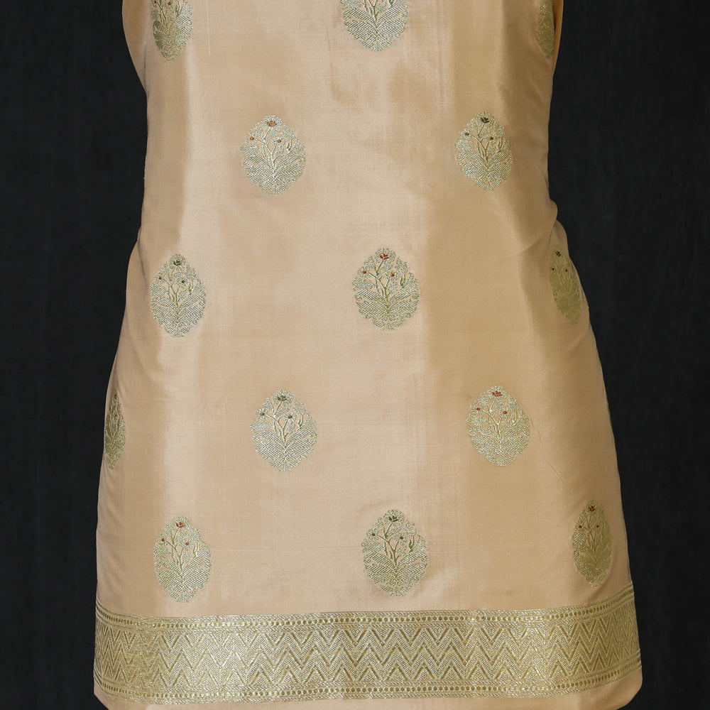 BANARASI BY MAQBUL HASAN Beige - Handwoven Katan Silk 3pc Banarasi Dress Material - view 2