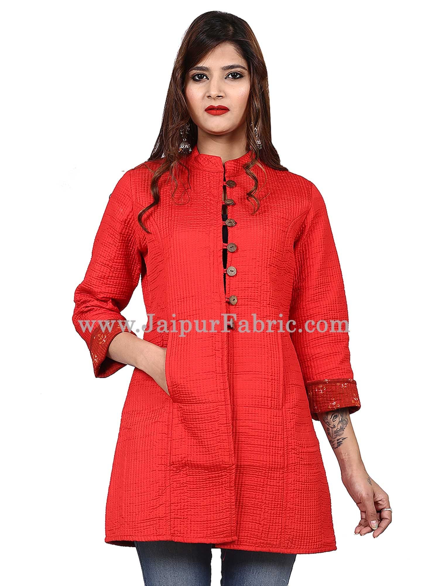 JaipurFabric® Women Solid Red Jacket