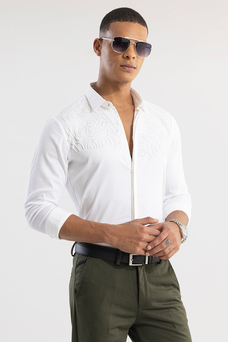 SNITCH Contour Beaded White Shirt