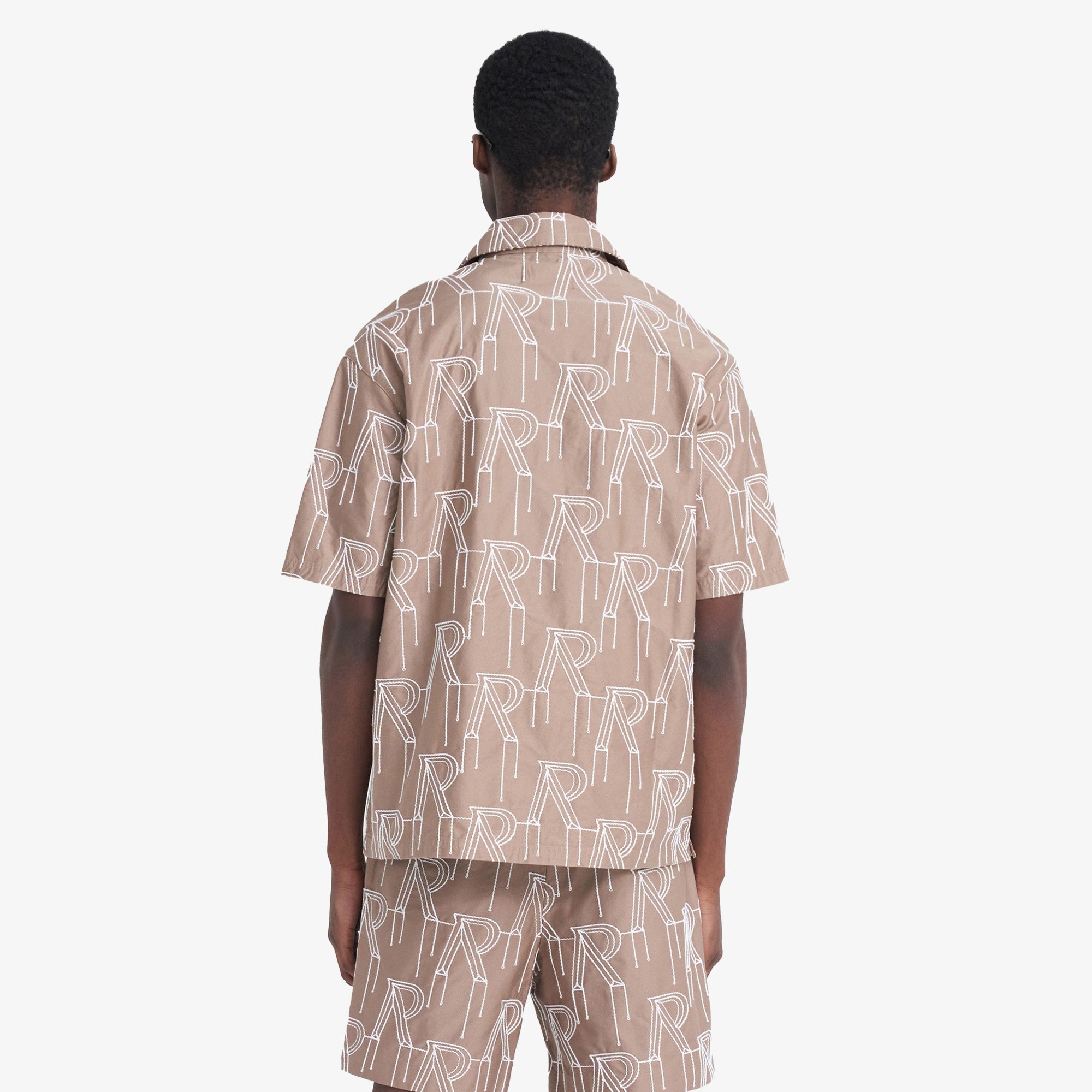 Represent | Embroidered Initial Overshirt { Washed Taupe - view 2