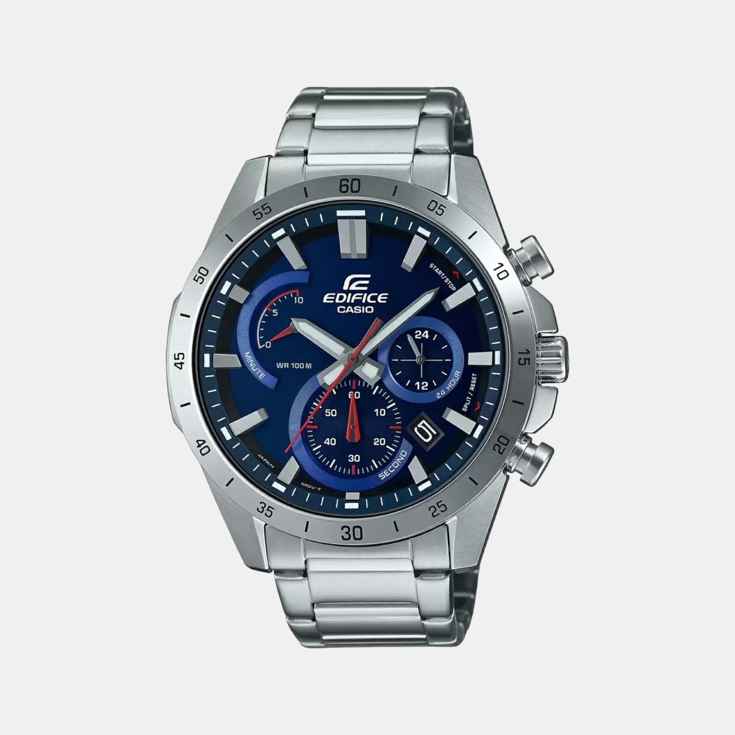 Casio Edifice Men Quartz Two Tone Dial Chronograph Stainless Steel Watch EX541