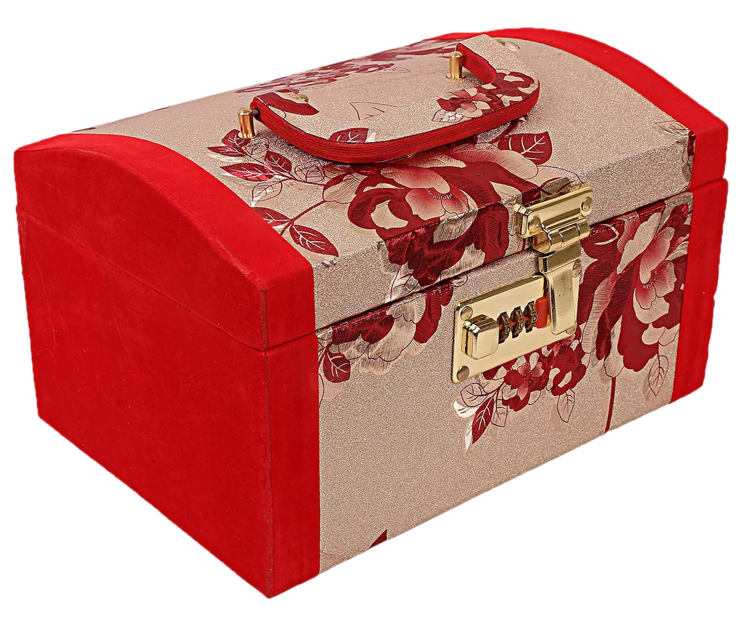Kuber Industries Flower Printed Wooden Jewellery Box/Organizer For Storing Makeup, Jewellery, Bangles, Cosmetics & Toiletries Items With 1 Bangle Rod,