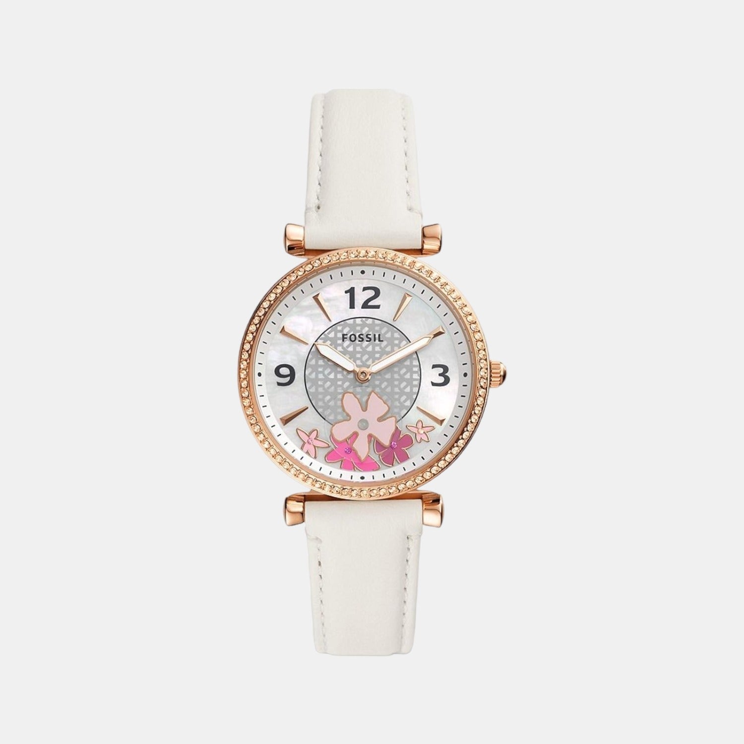 Fossil Carlie Women Quartz Grey Dial Analog Leather Watch ES5187