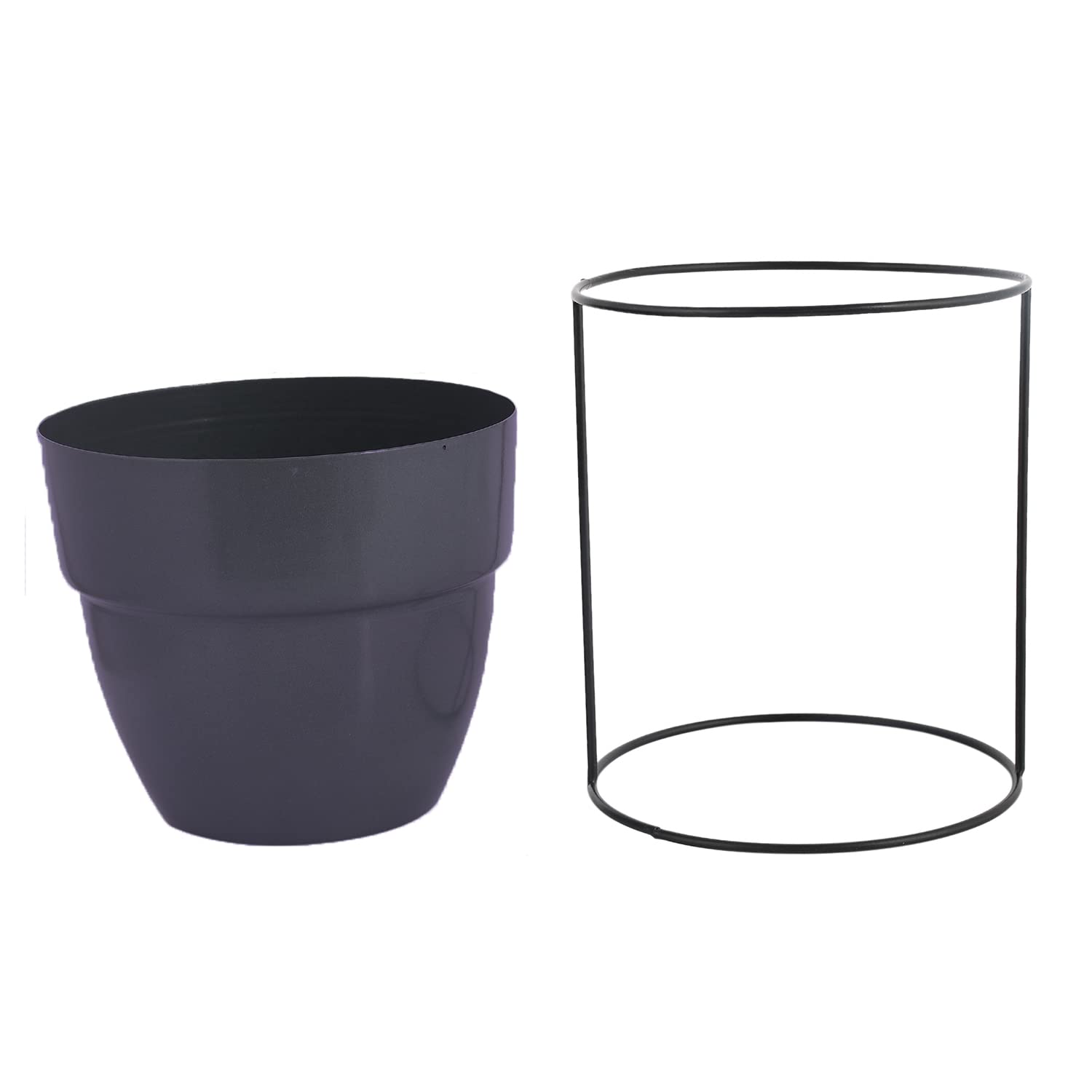 Heart Home Metal Planter|Decorative Modern Indoor Desk Pot|Iron Table Stand Flower Planter Pot for Home D�cor,8.5 Inches,Pack of 2 (Green & Gray) - view 3