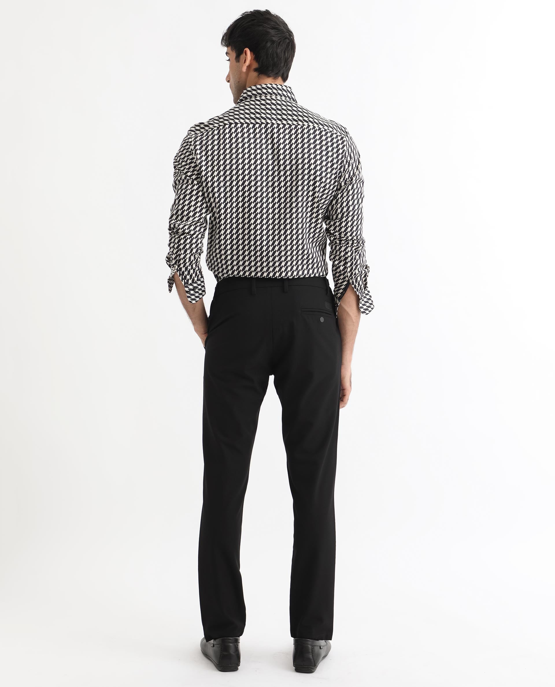 Rare Rabbit Men's Allin Black Cotton Modal Fabric Geometric Print Full Sleeves Shirt - view 7