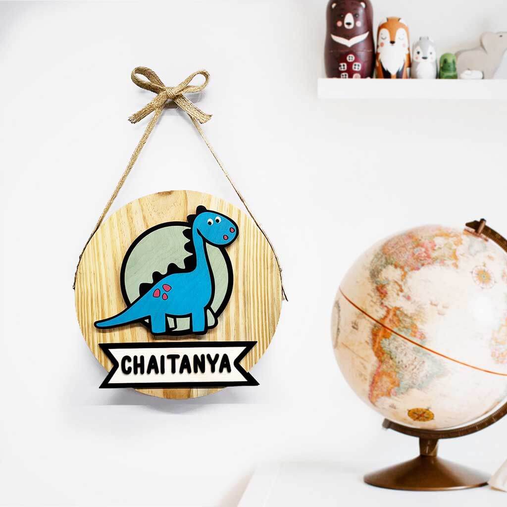 Chitra Chaya Personalized Wooden Dino Wall Lamp - view 5