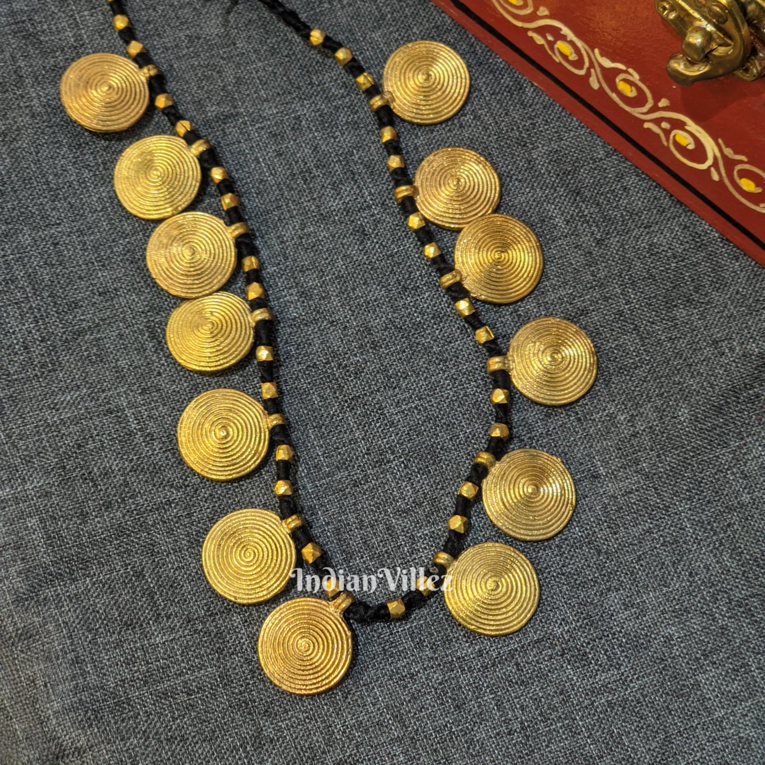 IndianVillèz Handmade Tribal Dhokra Necklace ( Circles )