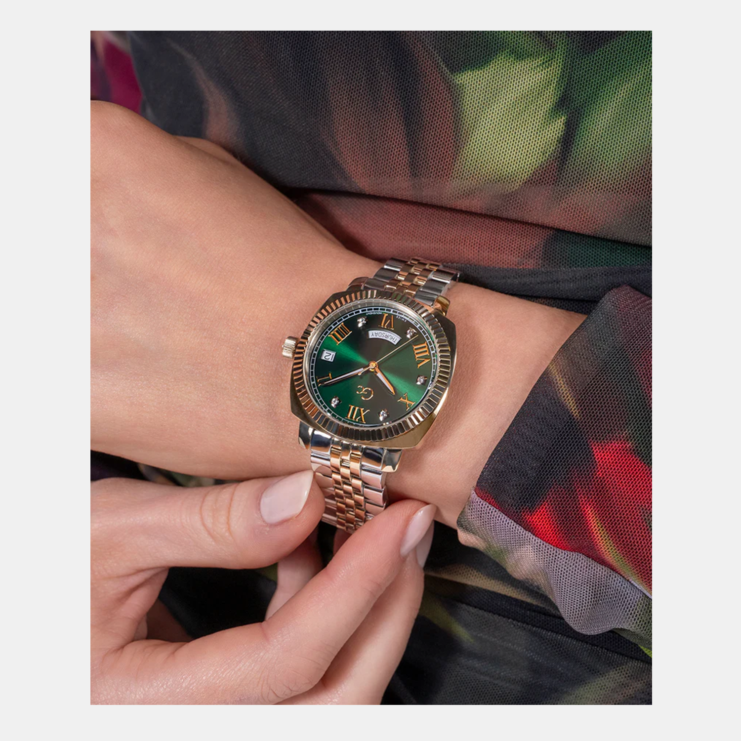 GC Flair Coussin Women Women Quartz Green Dial Analog Stainless Steel Watch Z44002L9MF - view 6