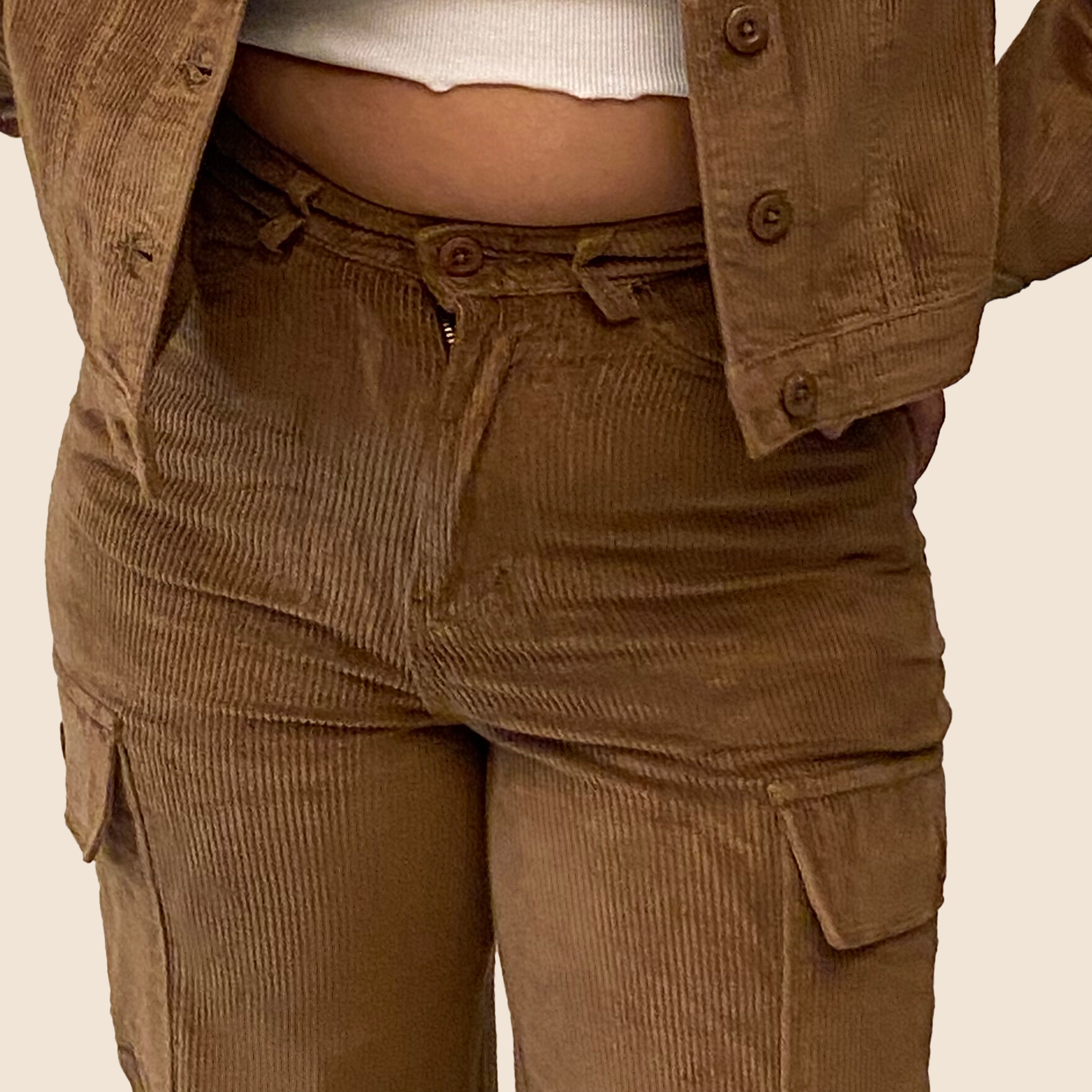 IZF Khaki Corduroy Cargo Vintage Pants
