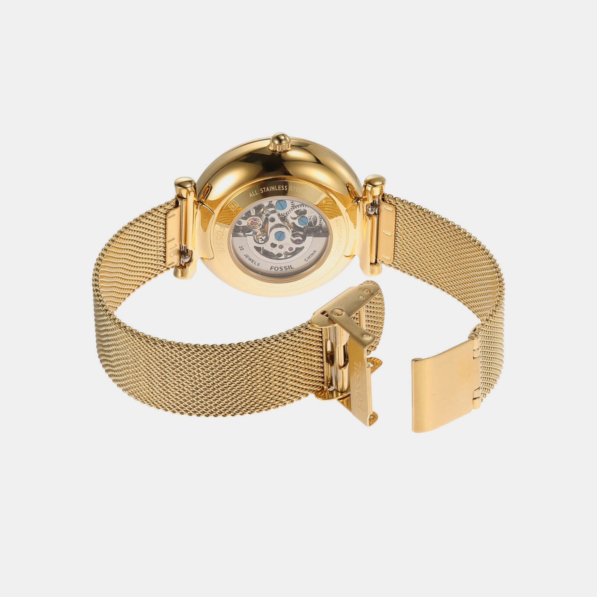 Fossil Carlie Women Automatic Gold Dial Analog Stainless Steel Watch ME3250 - view 2