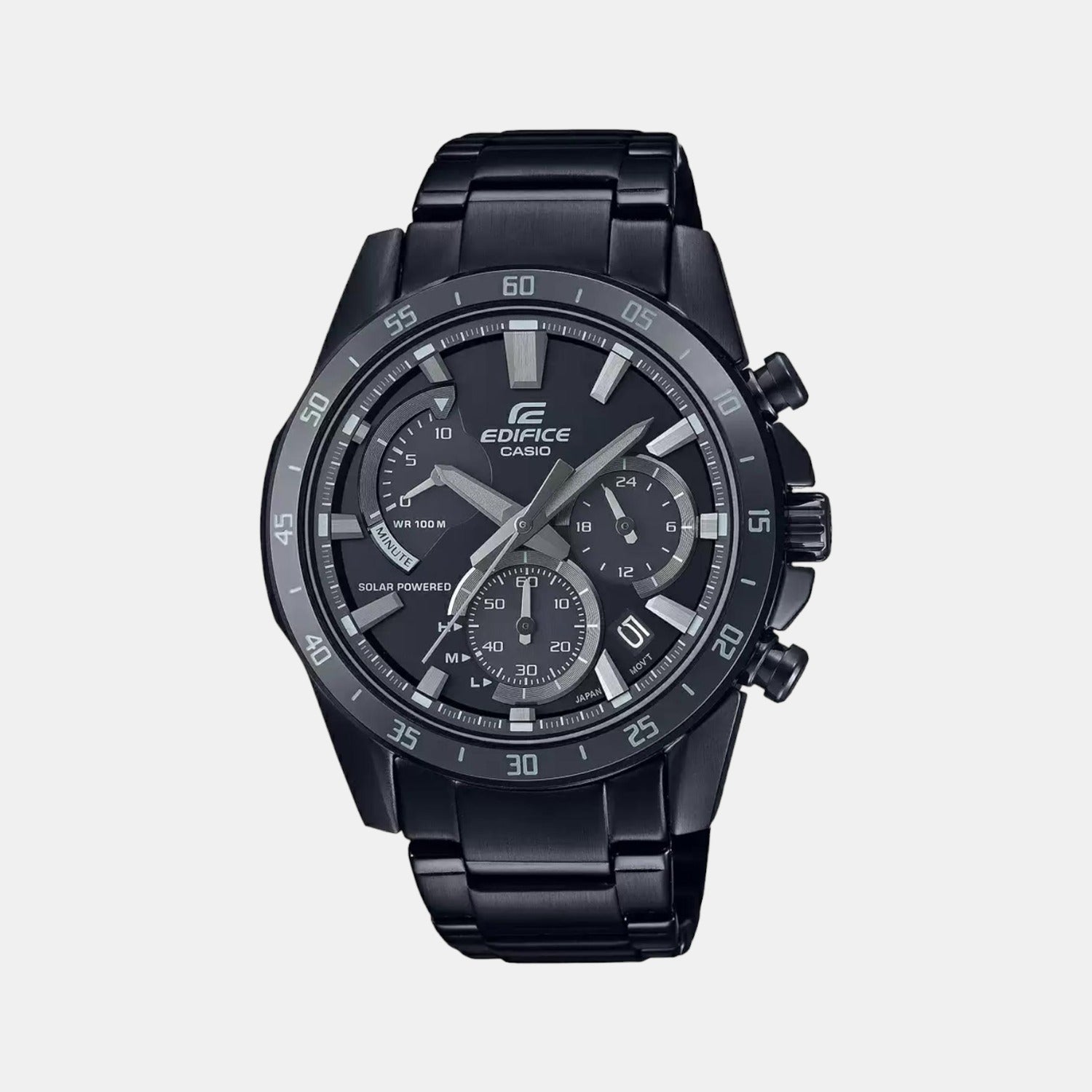 Casio Edifice Men Quartz Black Dial Chronograph Stainless Steel Watch ED529