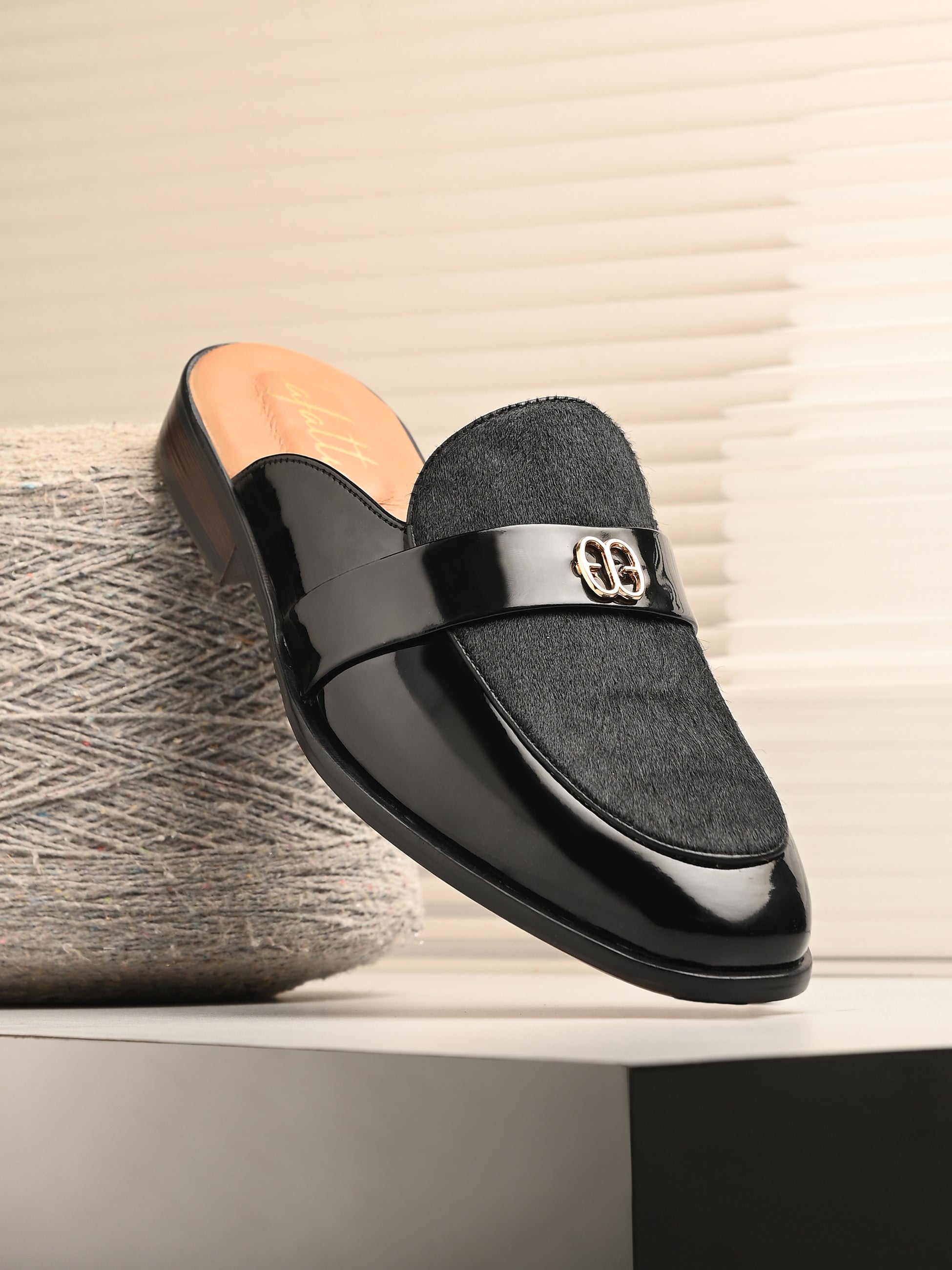 Stallion Slip-On Mules by Lafattio – Black - view 2