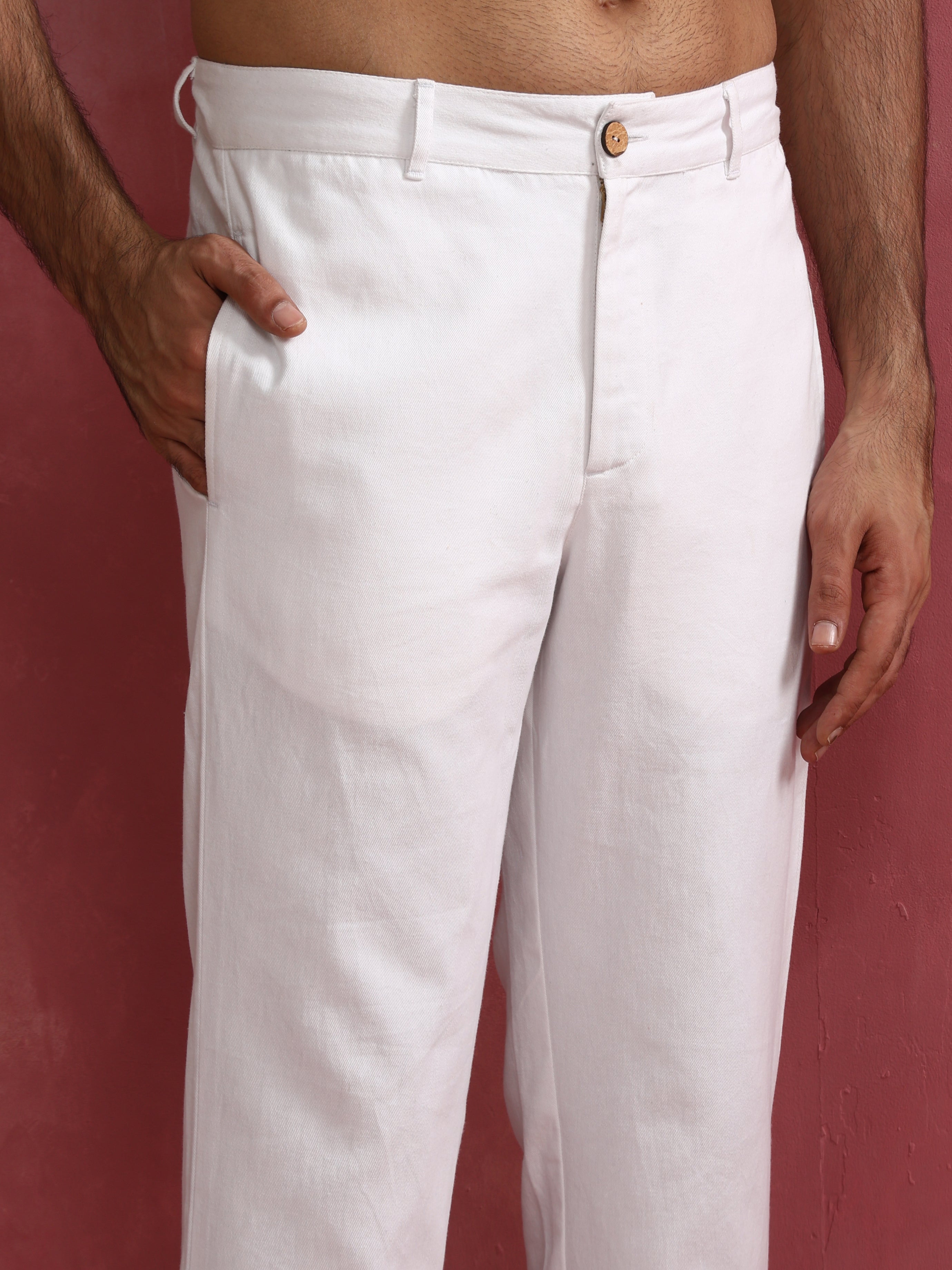 trueBrowns Men's White Cotton Twill Pant - view 3