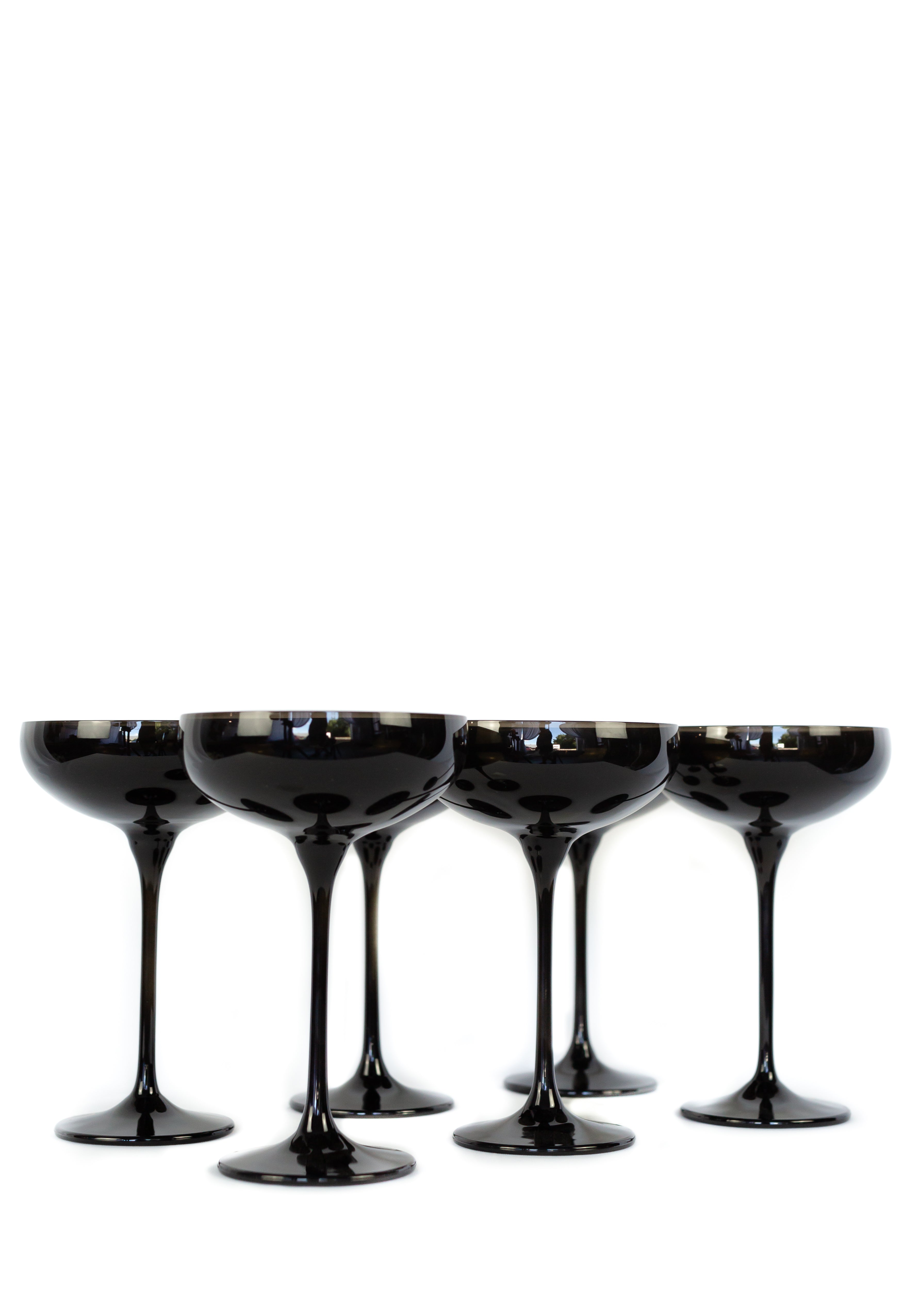 Estelle Colored Glass Estelle Colored Champagne Coupe Stemware - Set of 6 {Black Onyx} - view 6