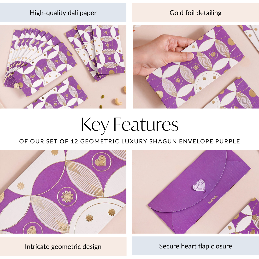Nestasia Set Of 12 Luxury Gifting Envelope For Weddings And Birthdays Purple - view 5