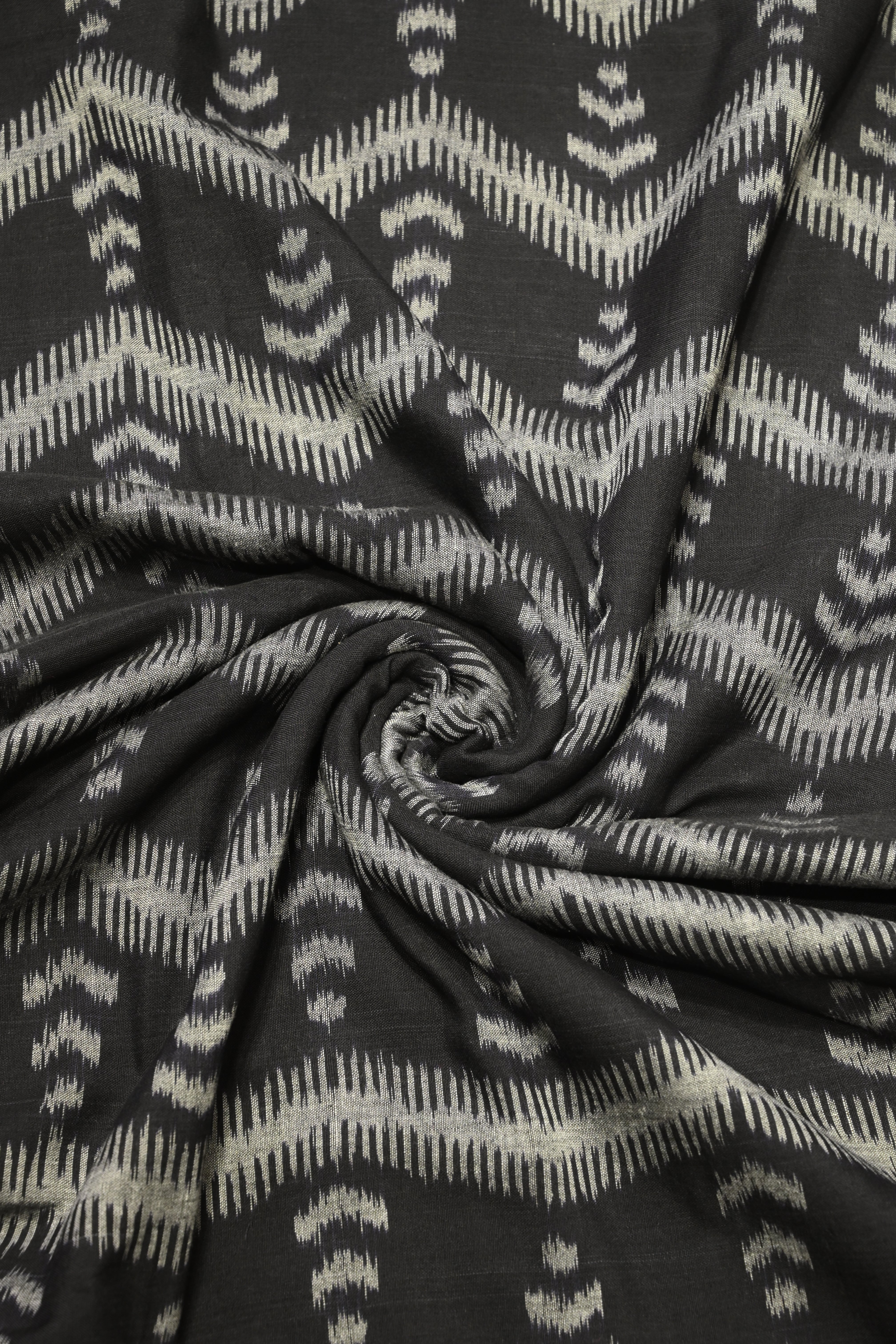 IndianVillèz Black Sambalpuri Ikat Cotton Fabric