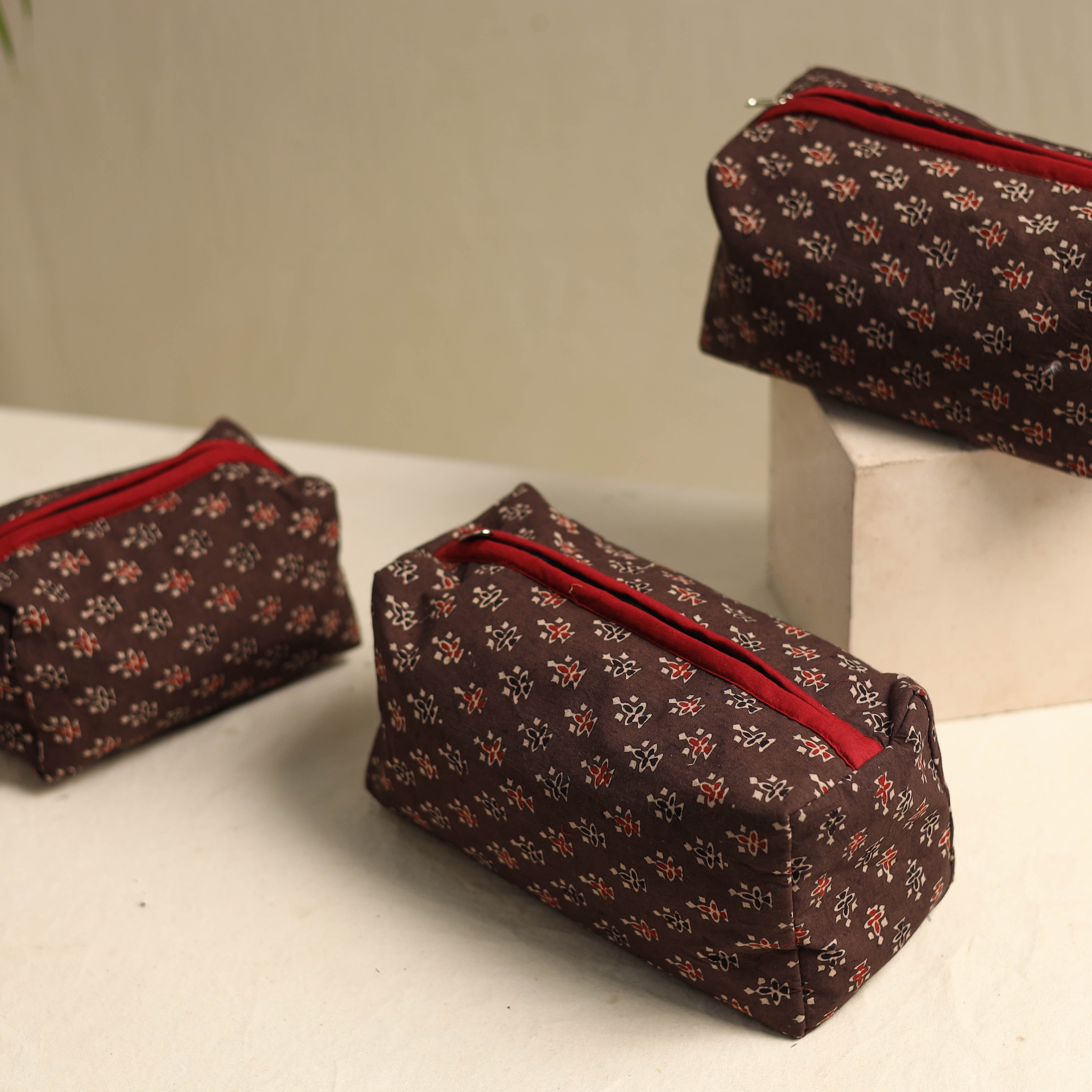 NOORI BAZAR Brown - Multipurpose Handmade Toiletry Bags (Set of 3) 27 - view 2