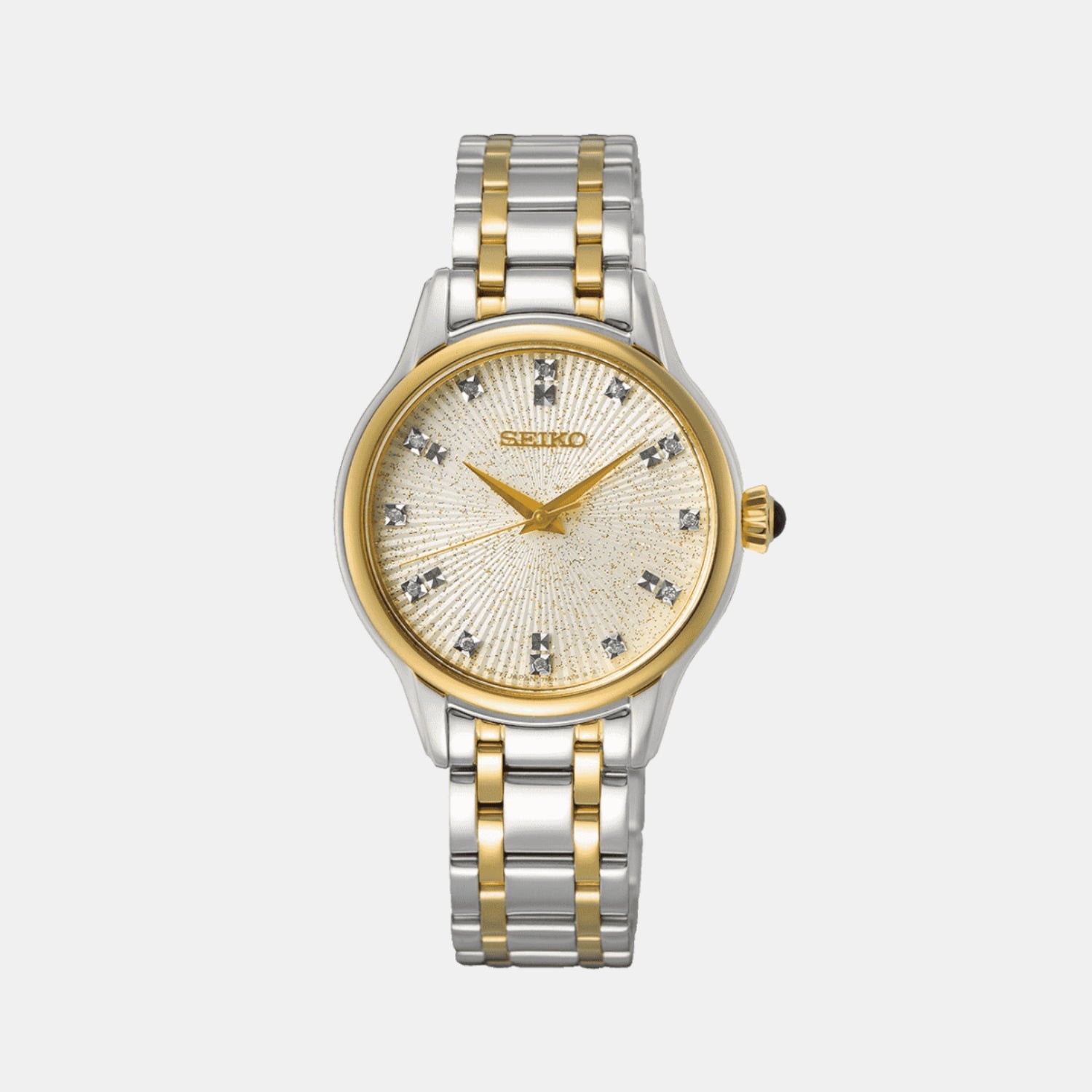 Seiko Classic Women Quartz Champagne Dial Analog Stainless Steel Watch SRZ550P1