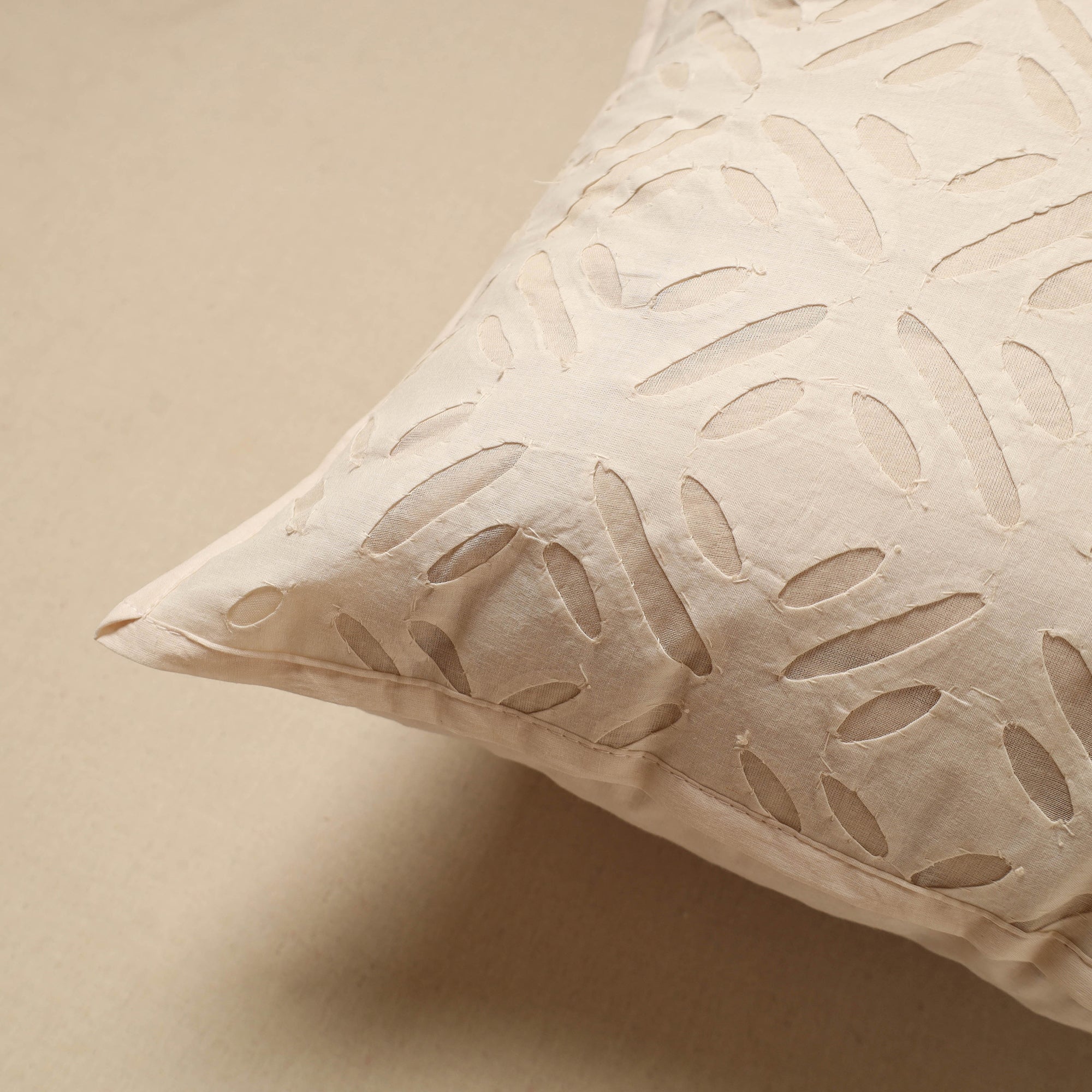 SHADES OF MARUDHARA White - Cut Work Cotton Applique Cushion Cover (16 x 16 in) 08 - view 2