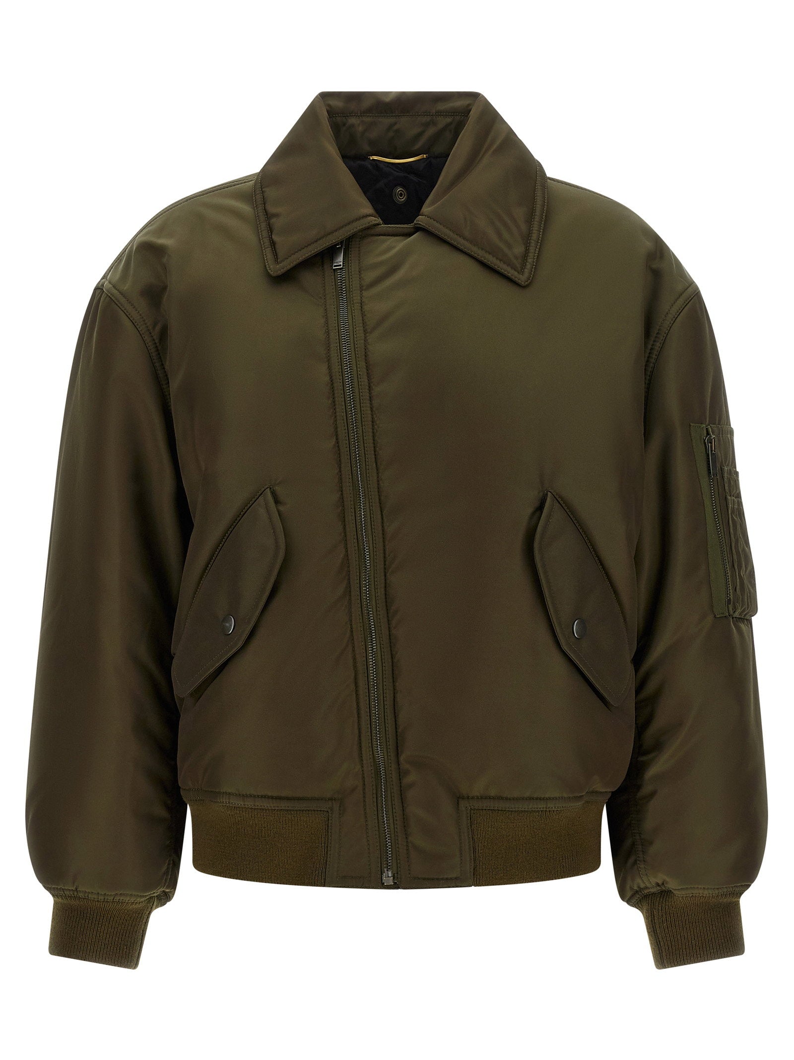 Saint Laurent Removable Shearling Neck Bomber Jacket - view 2