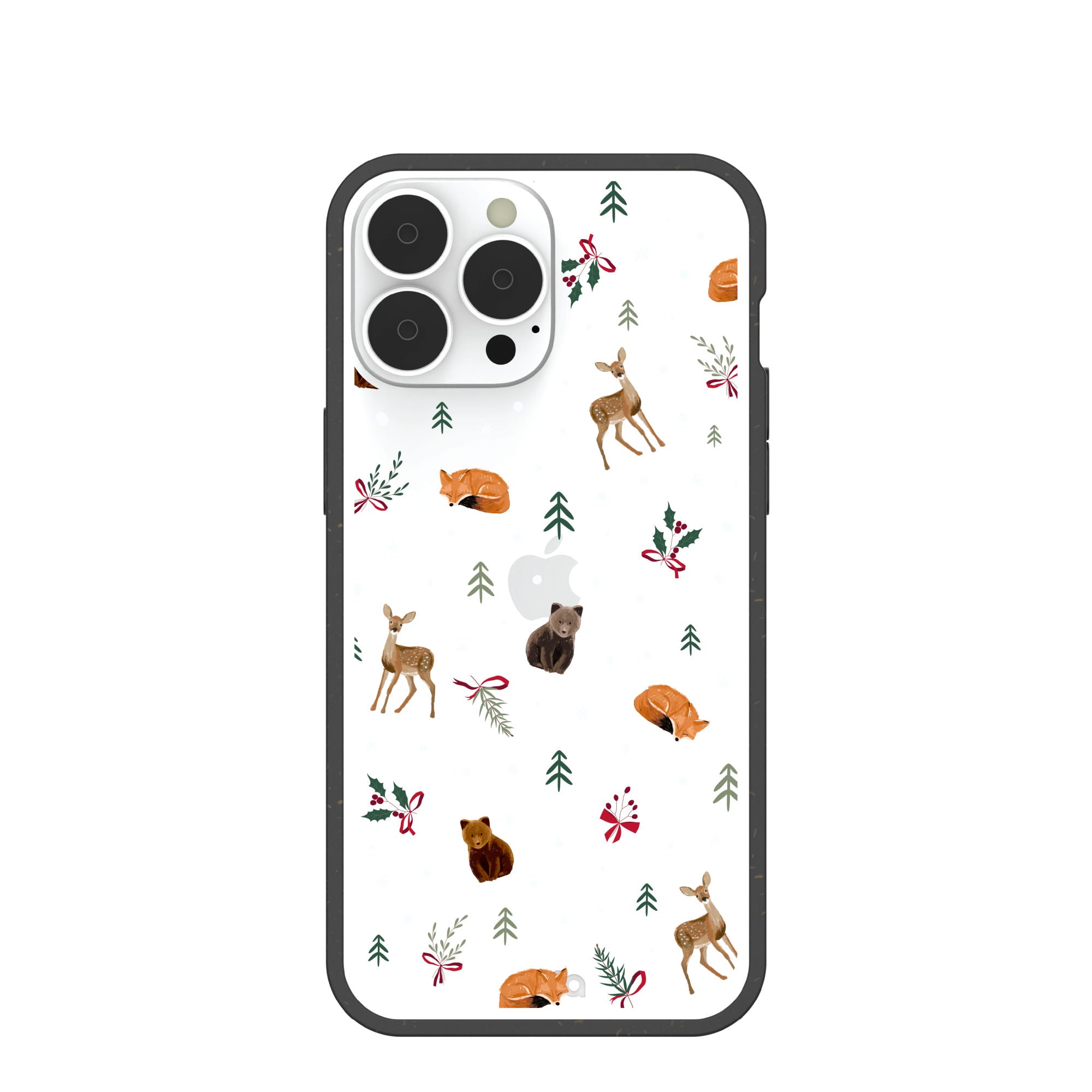BlackTree Clear Winter Woodland iPhone 13 Pro Max Case With Black Ridge