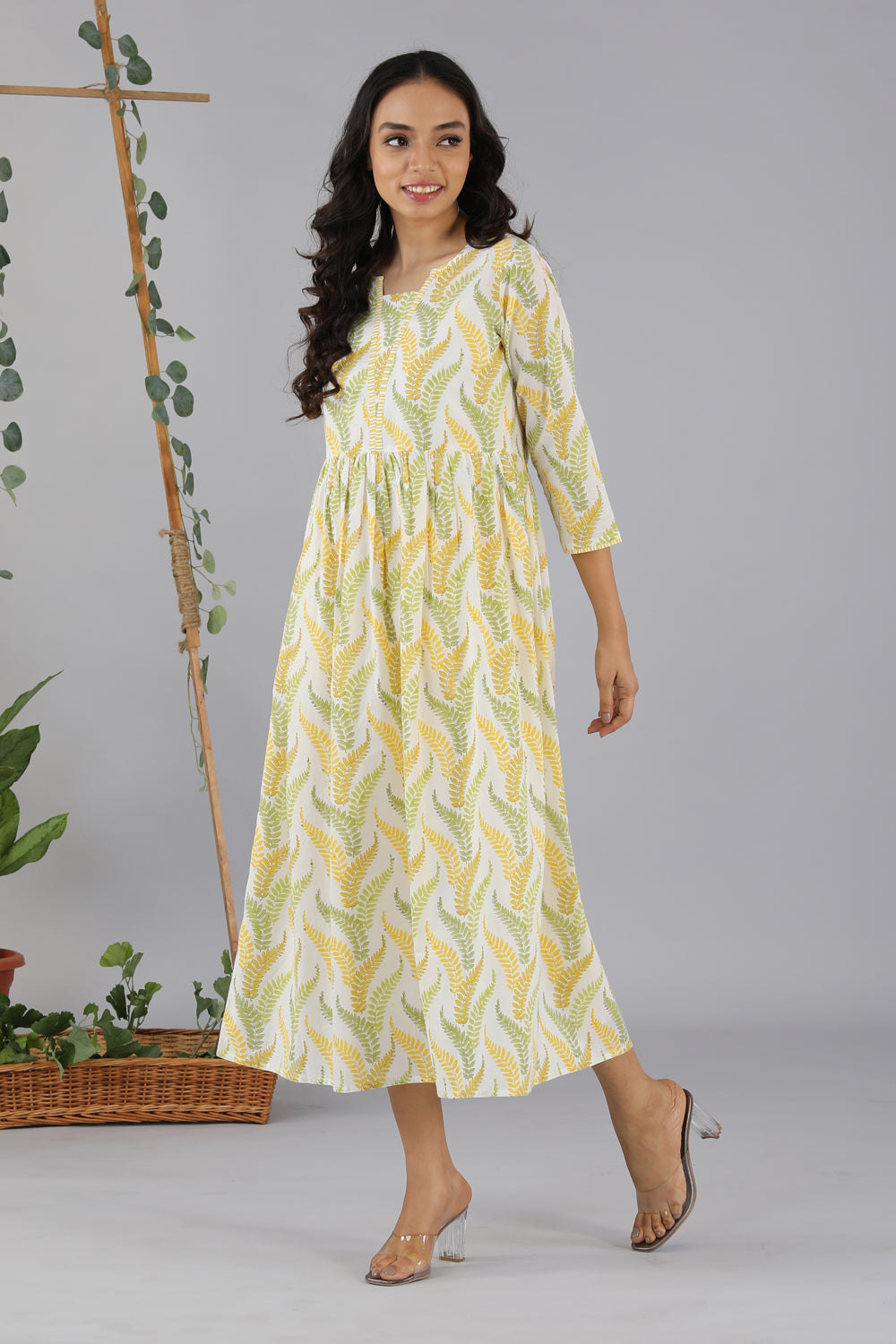Kalanjali Ethnics Gathered cotton handblock printed kurti - view 4